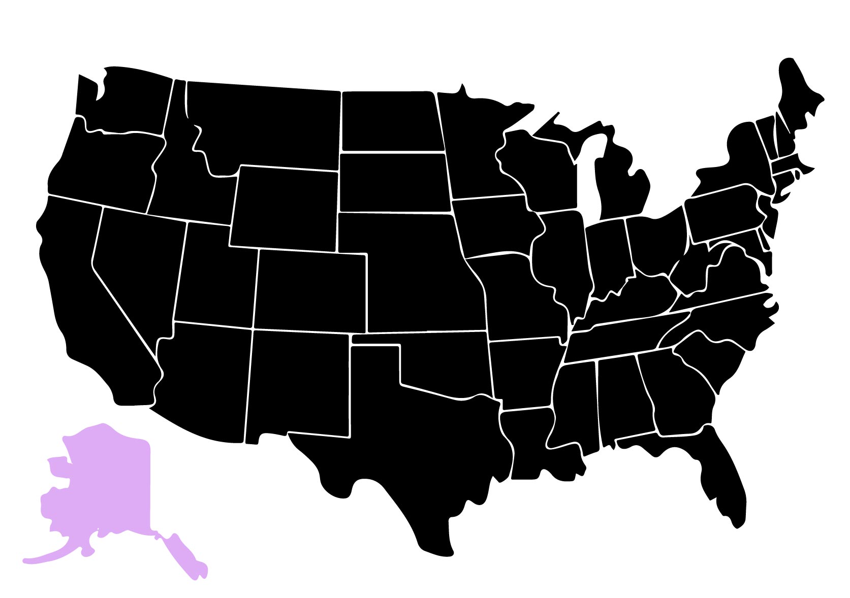 Map Showing Location of Kepler Window Tinters in Alaska with Purple Area on the State