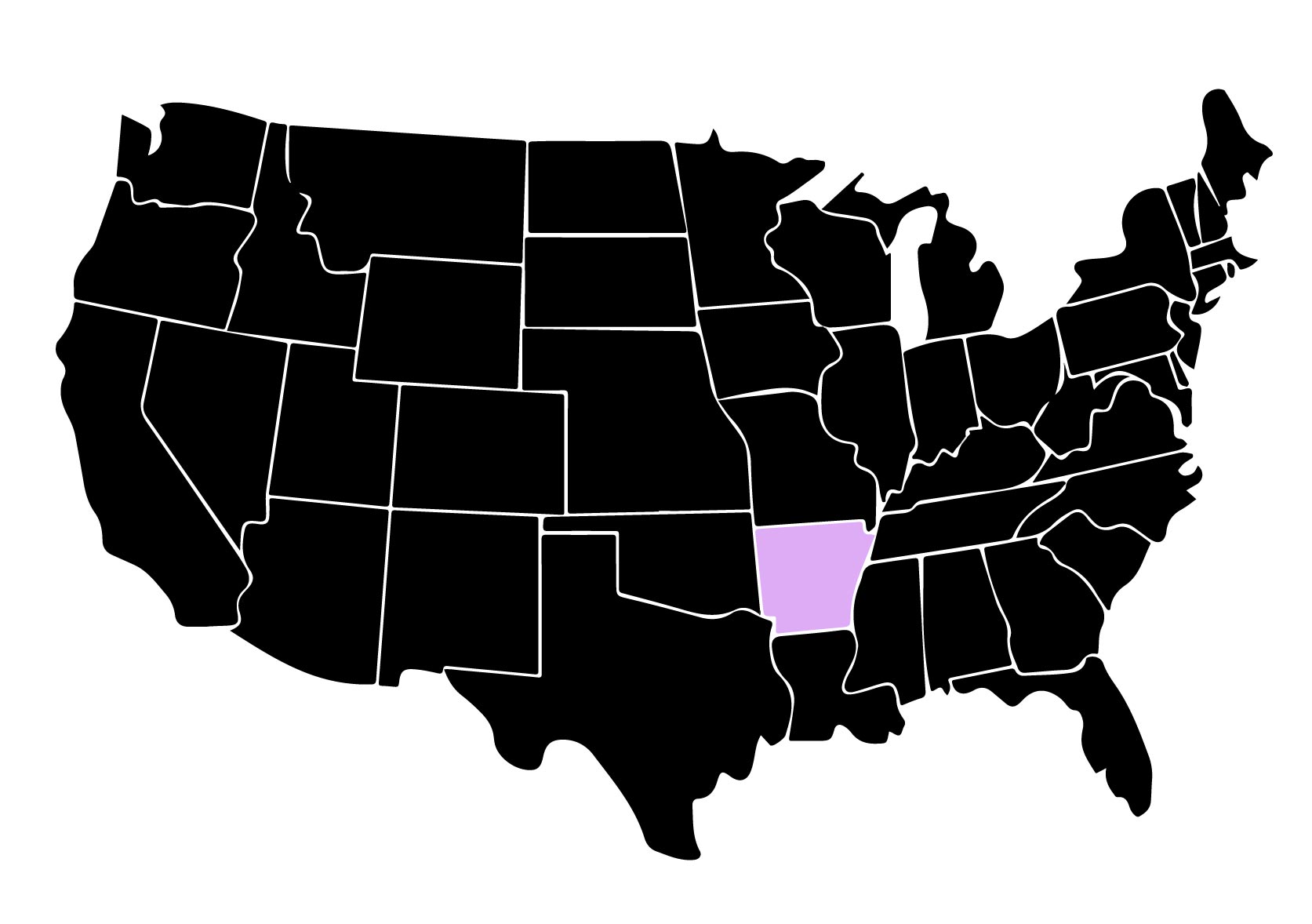 Map Showing Location of Kepler Window Tinters in Arkansas with Purple Area on the State