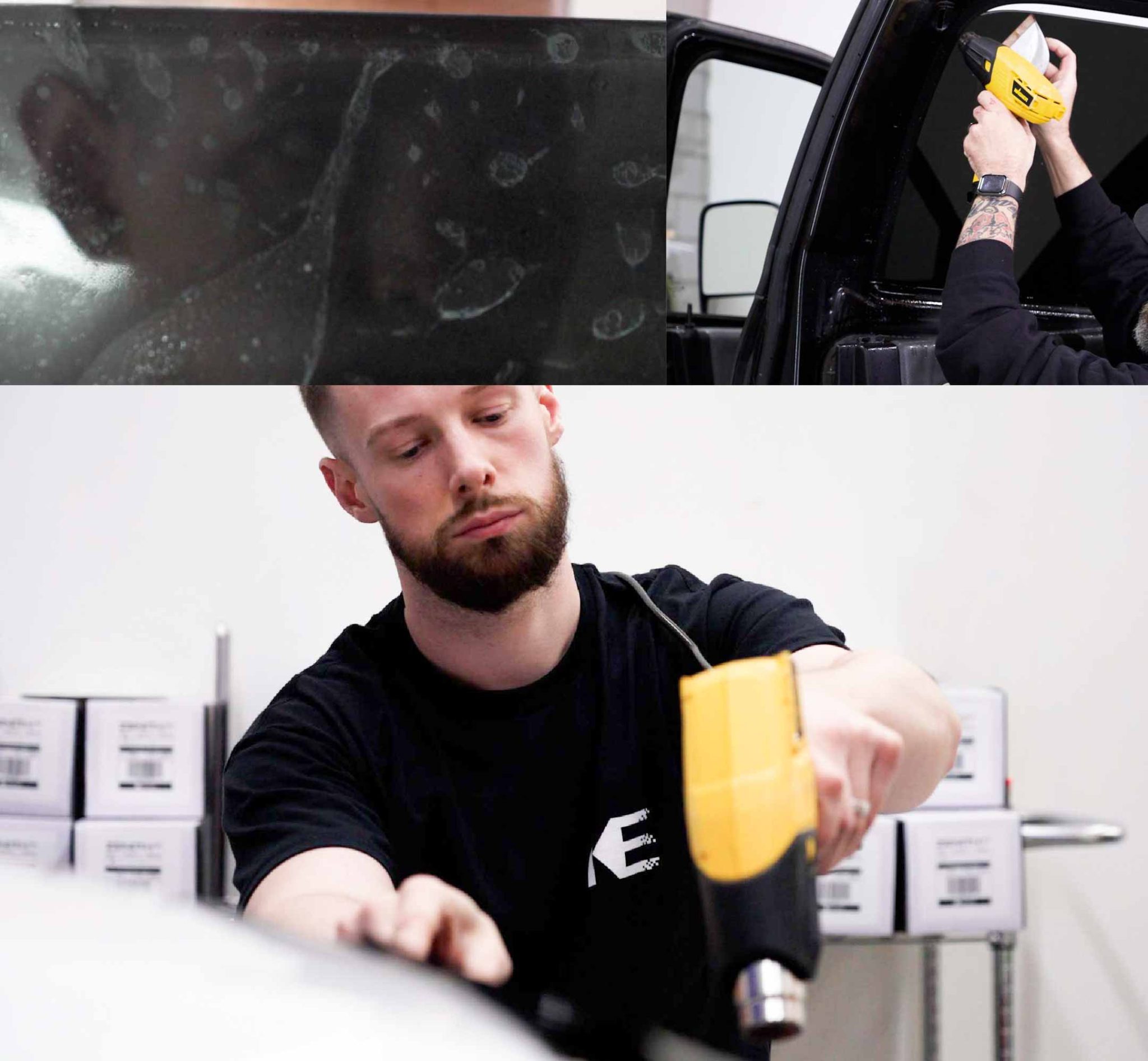 Expert Technician Fitting High-tech Window Tint to Tesla in Colorado