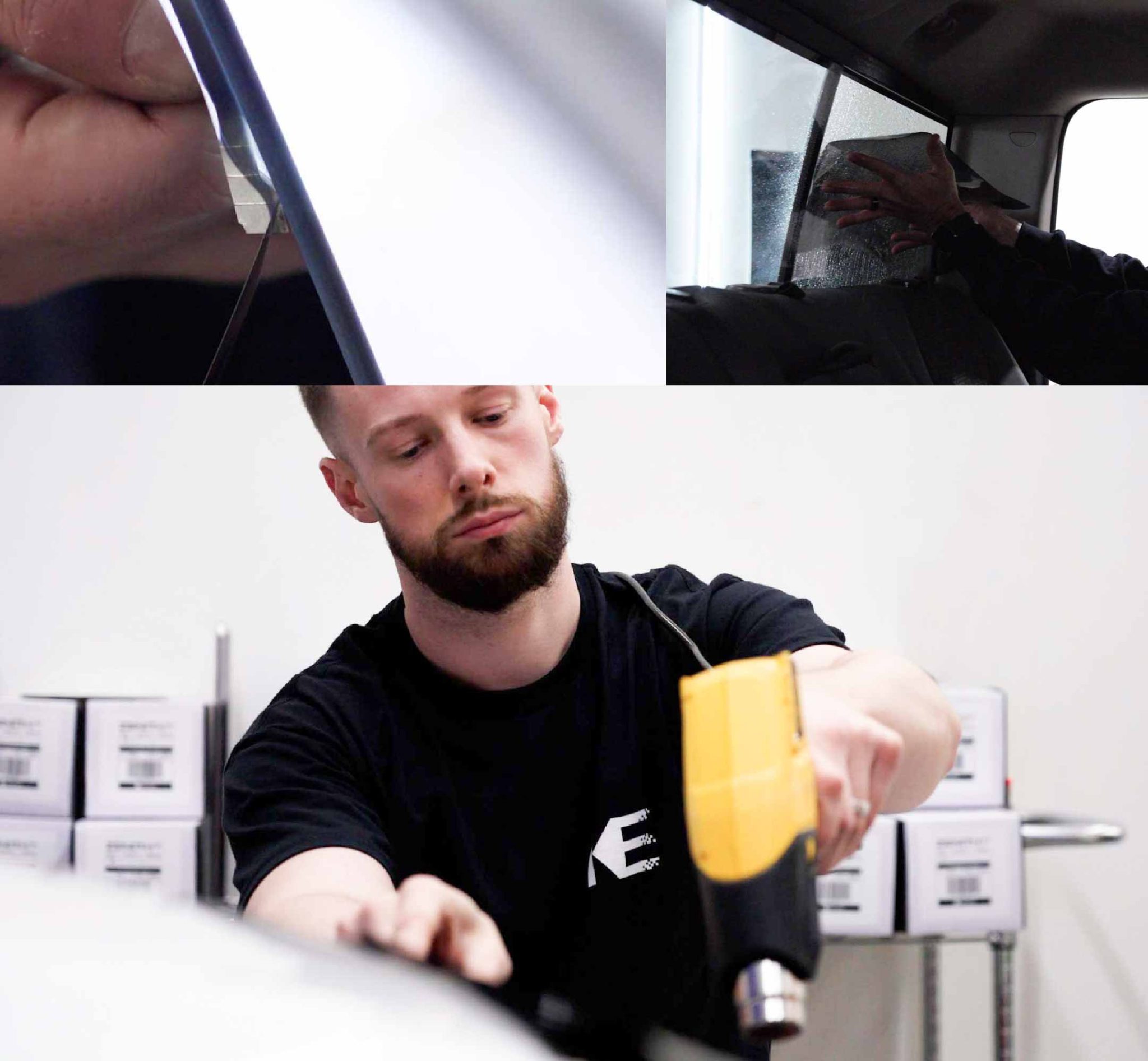 Expert Technician Fitting Ceramic Window Tint to Tesla in Hawaii