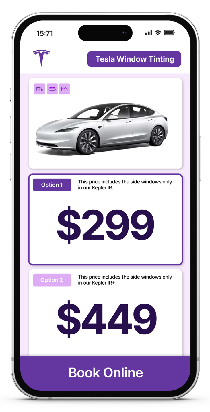 View Competitive Tesla Window Tinting Prices in Illinois