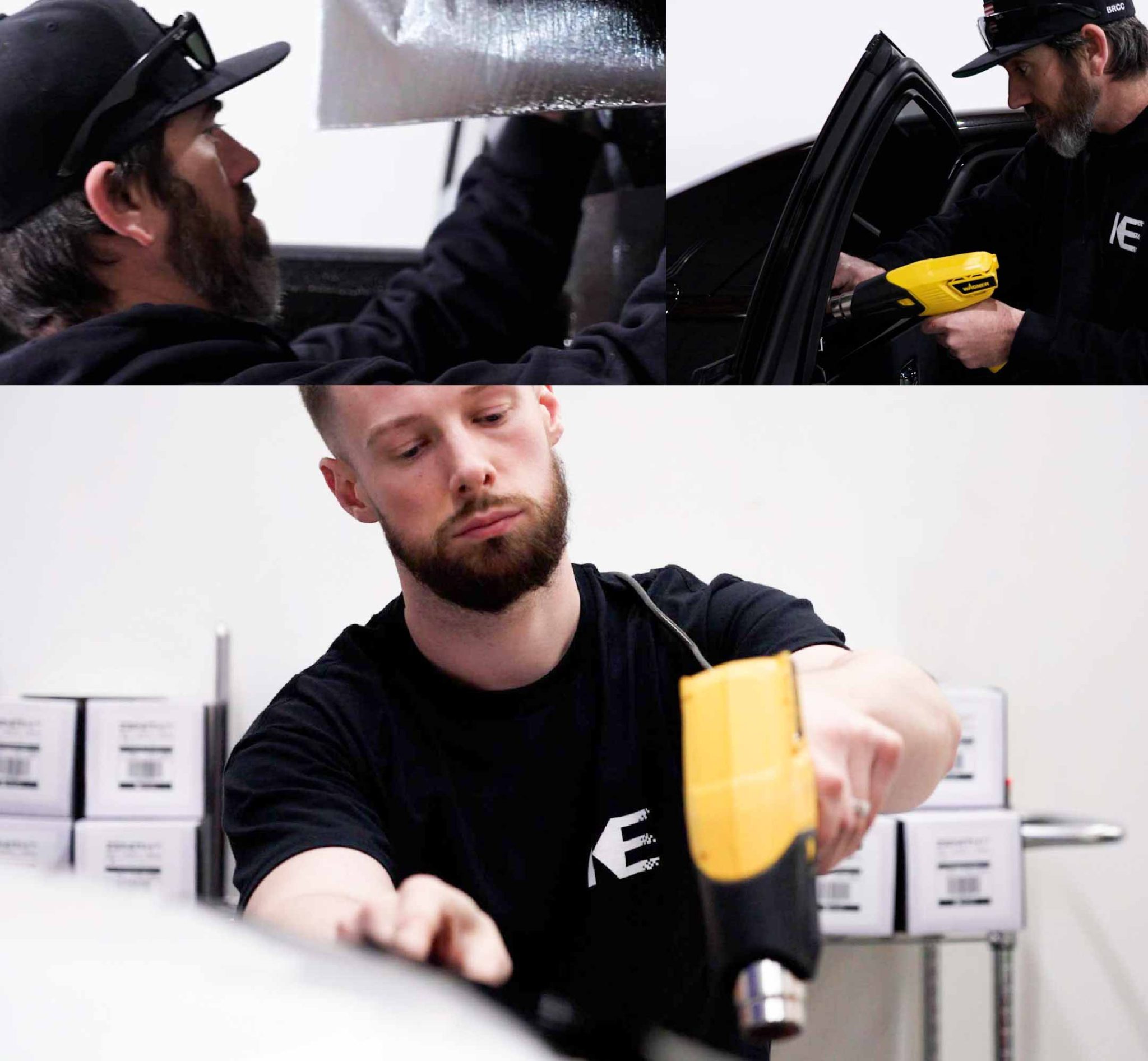 Kepler Technician Applying Ceramic Window Tint to Tesla in Iowa
