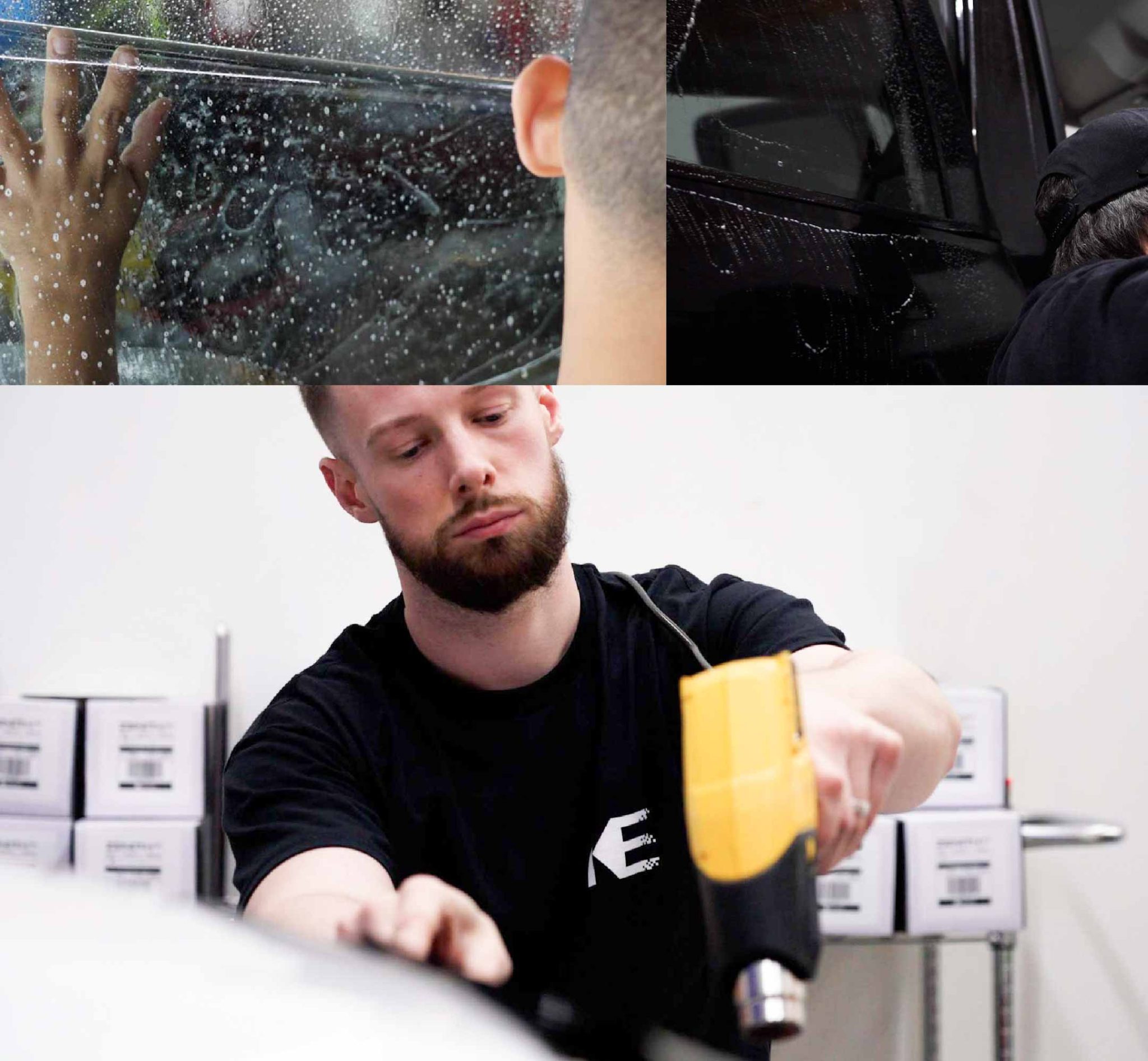 Kepler Technician Applying Ceramic Window Tint to Tesla in Kansas