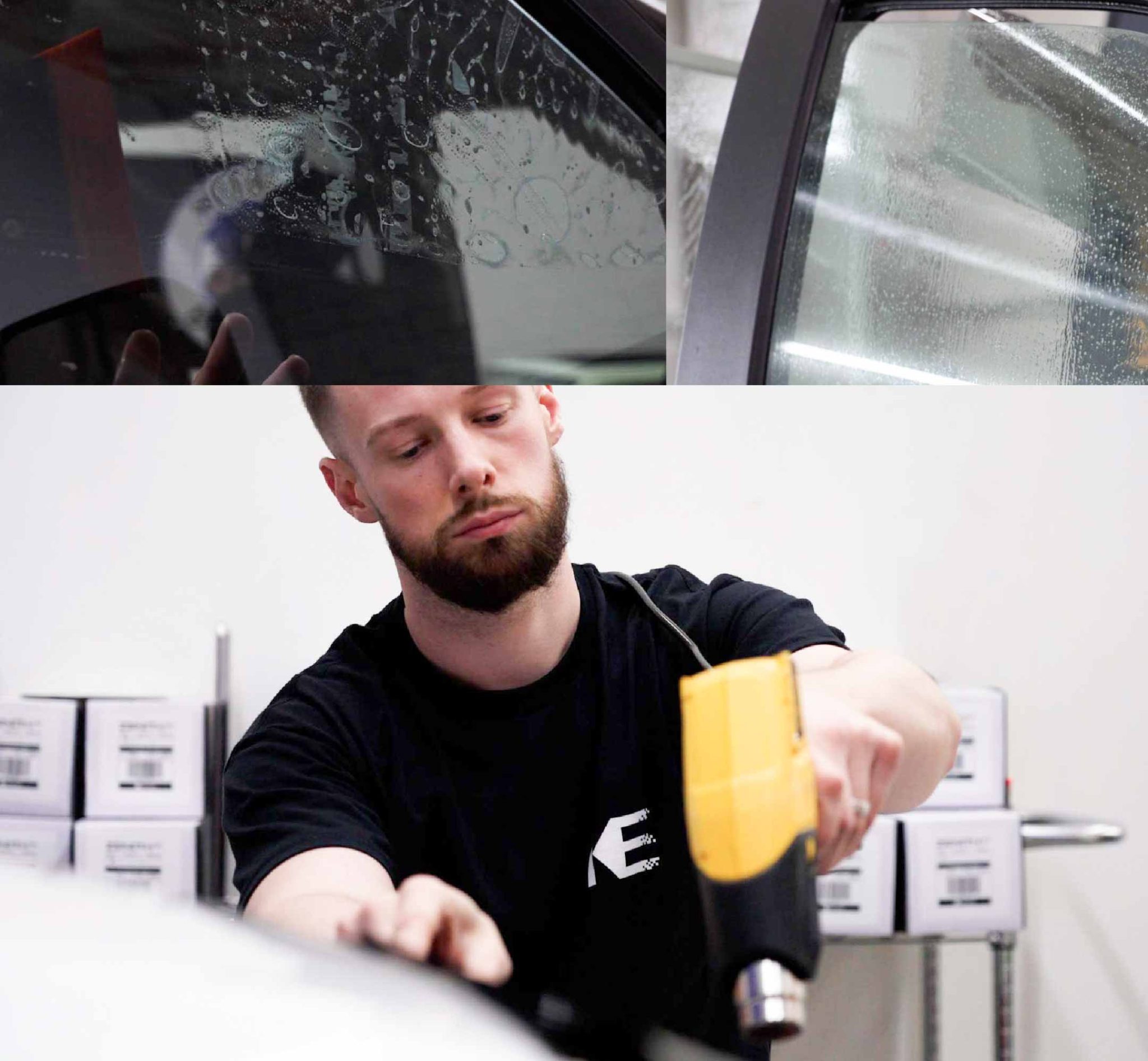 Kepler Technician Installing Ceramic Window Tint to Tesla in Louisiana