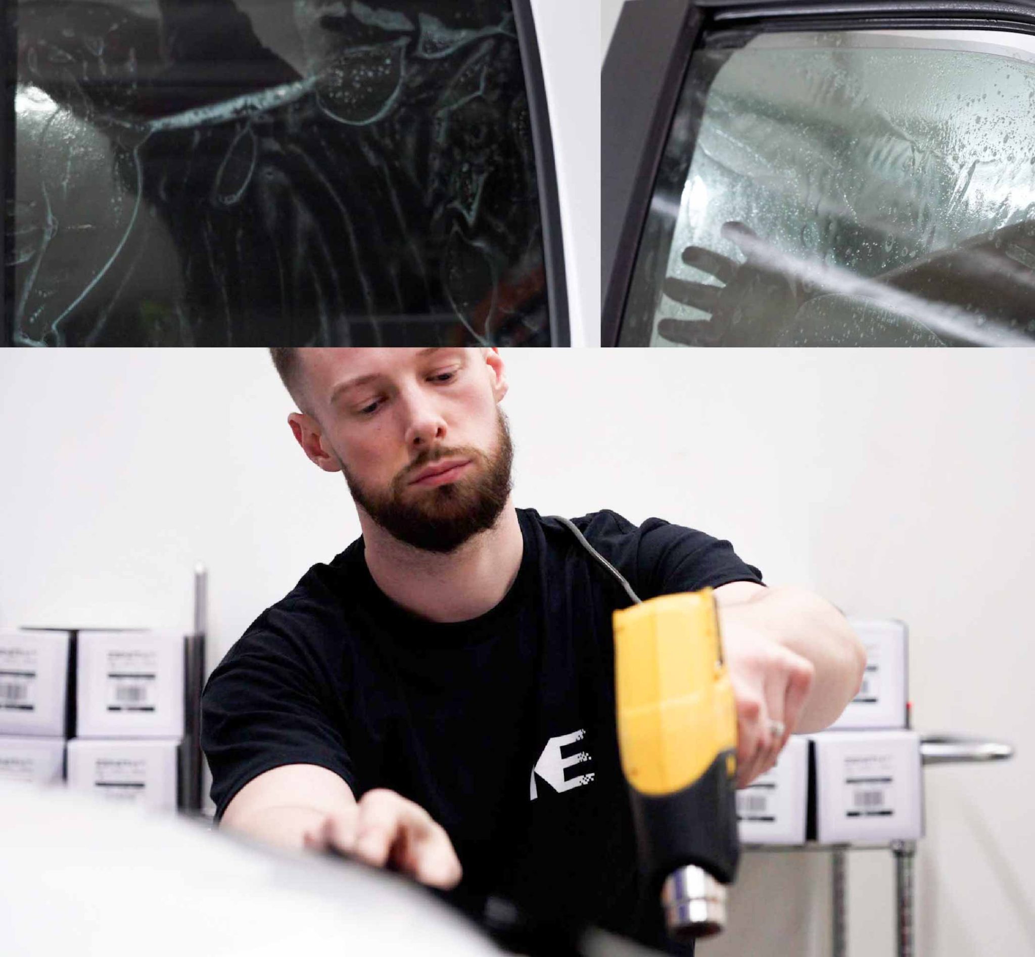 Kepler Technician Applying High-tech Window Tint to Tesla in Maine