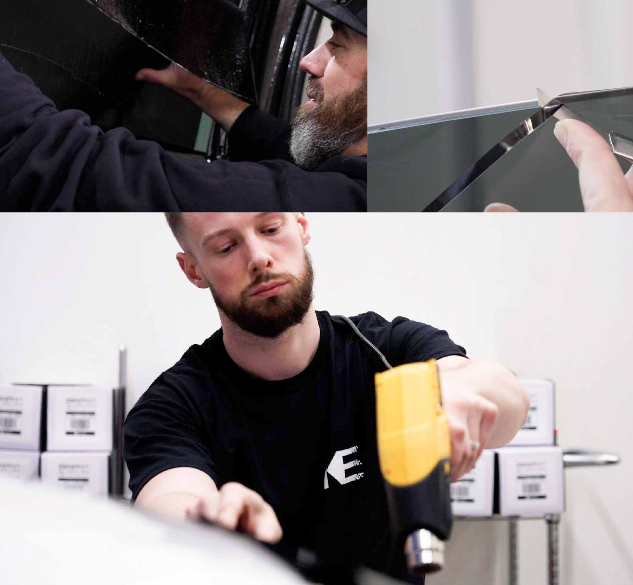 Kepler Technician Installing Ceramic Window Tint to Tesla in Minnesota