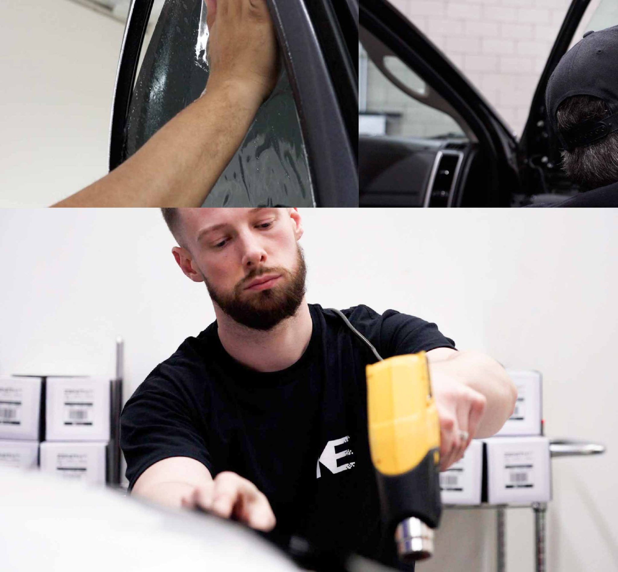 Kepler Technician Installing Advanced Window Tint to Tesla in New Hampshire