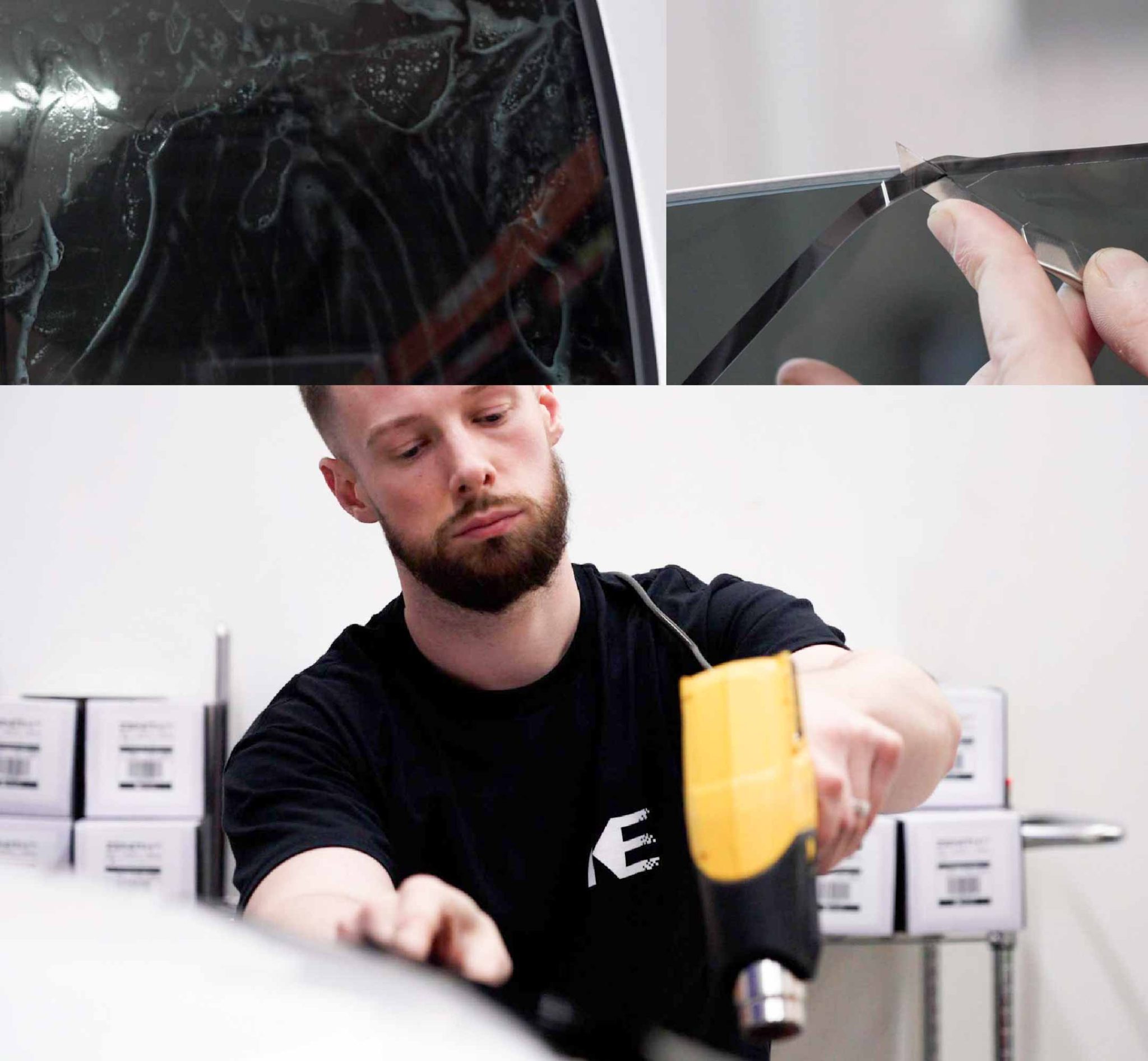 Kepler Technician Installing Advanced Window Tint to Tesla in North Carolina