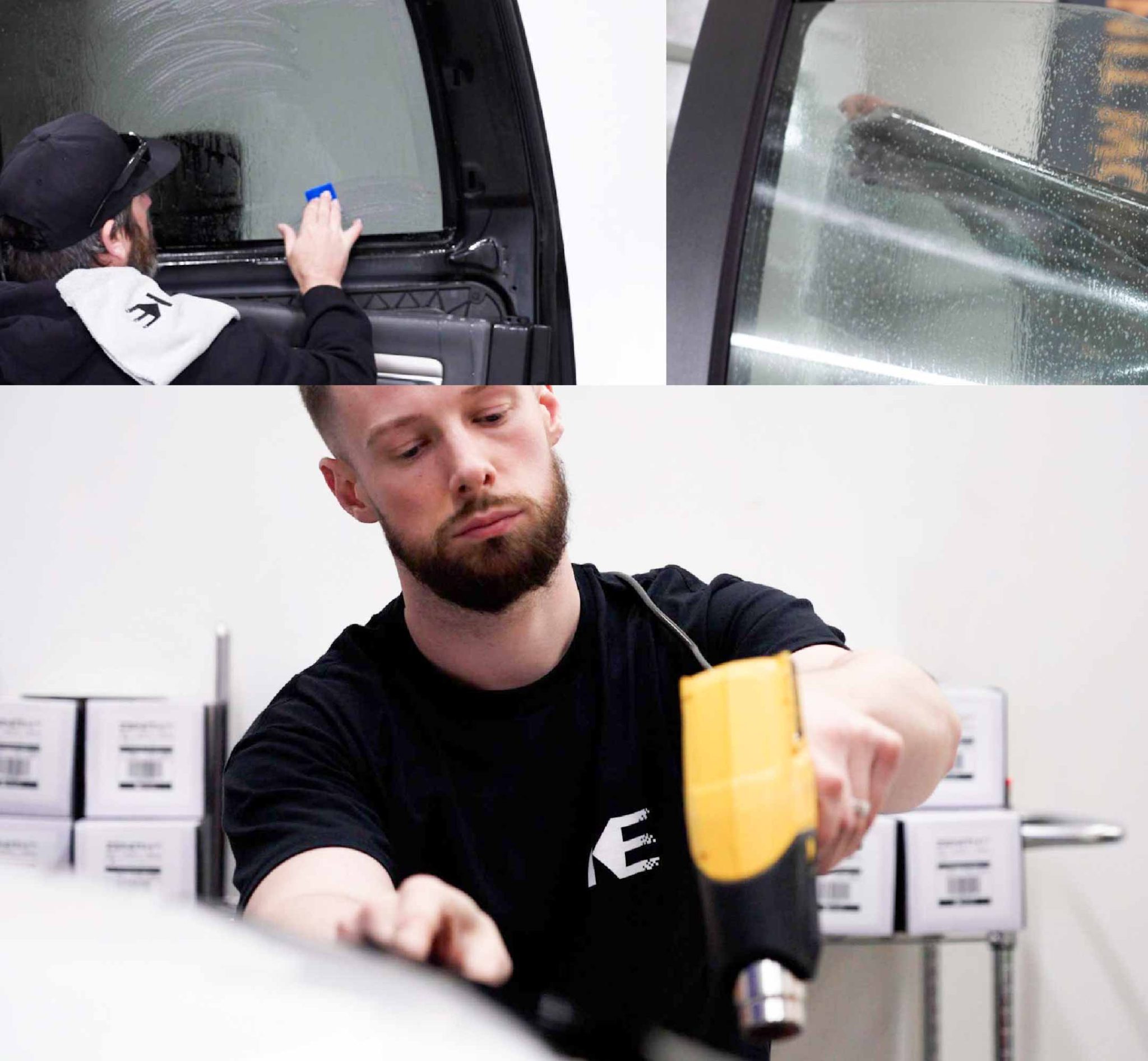 Expert Technician Fitting High-tech Window Tint to Tesla in North Dakota