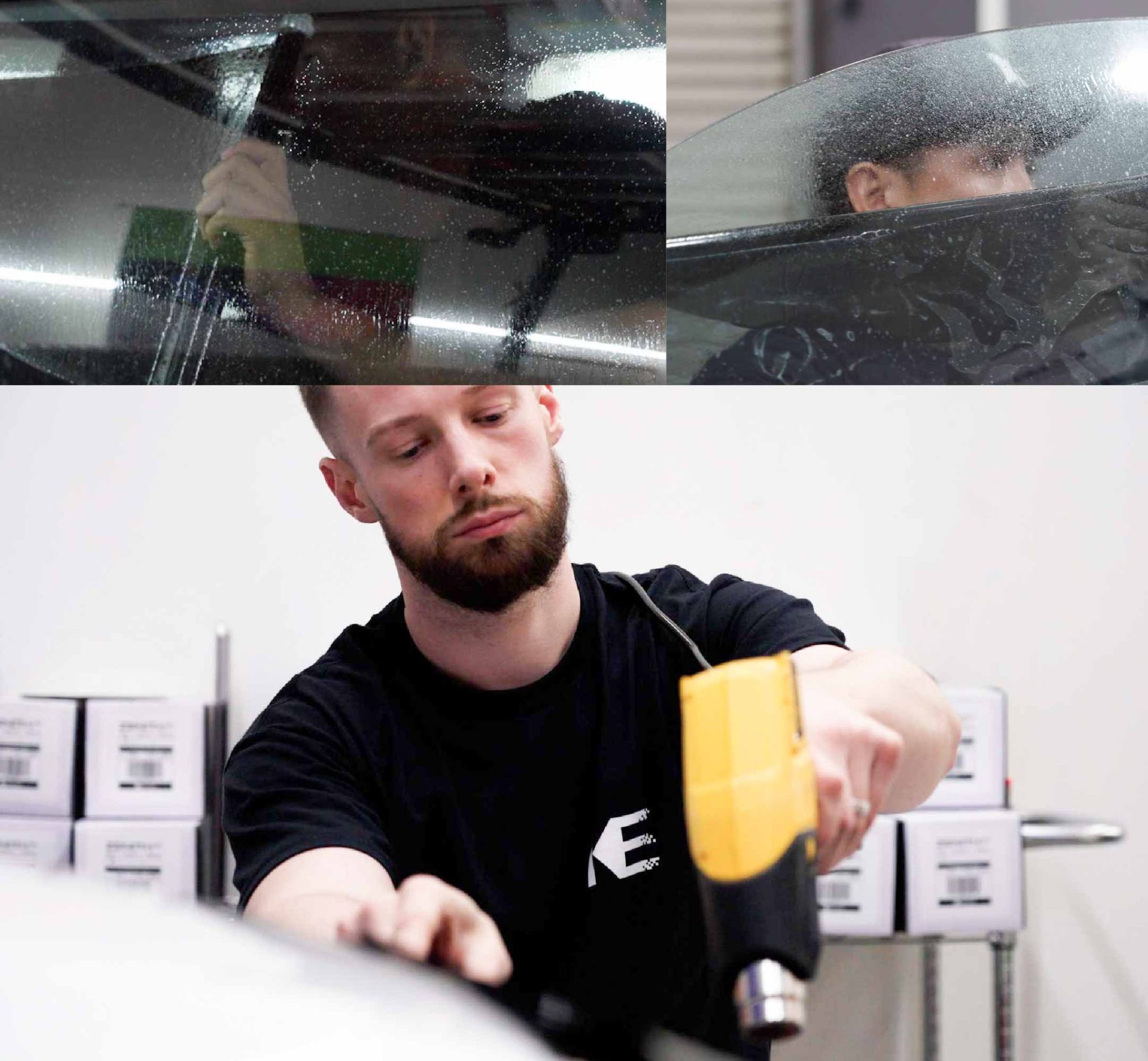 Expert Technician Fitting Advanced Window Tint to Tesla in Wyoming