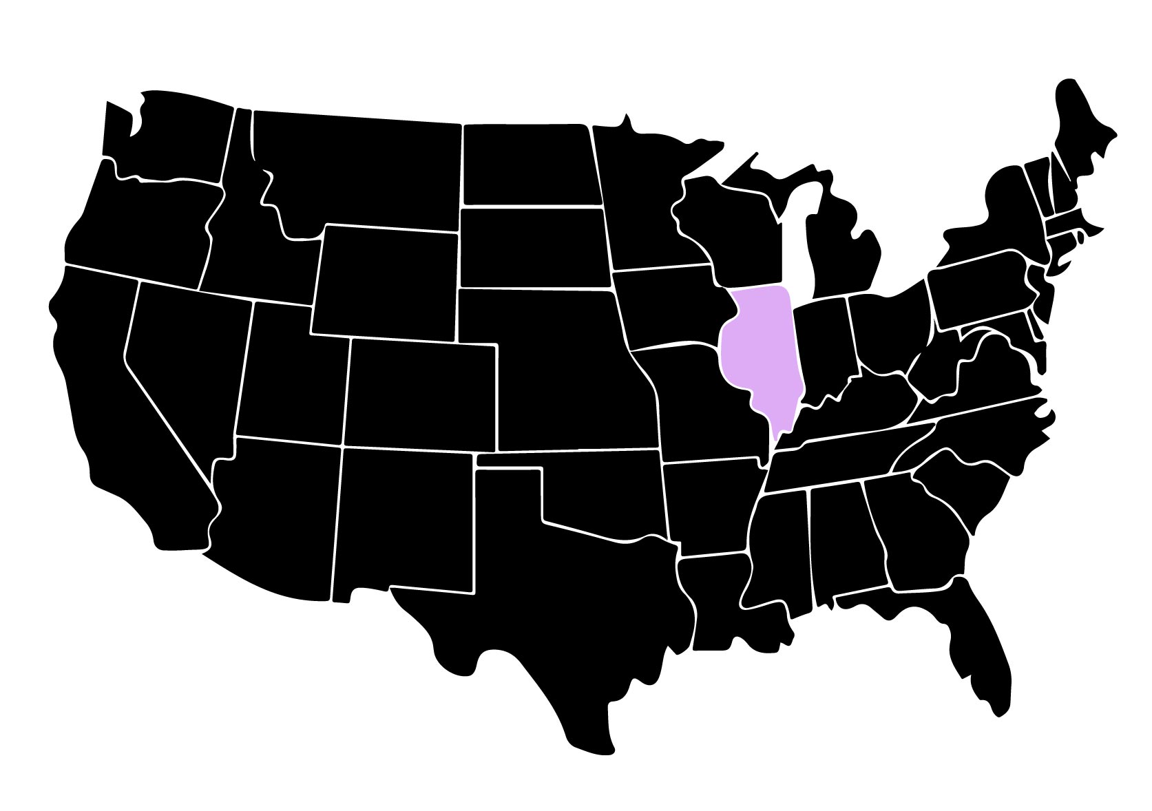 Map Showing Location of Kepler Window Tinters in Illinois with Purple Area on the State