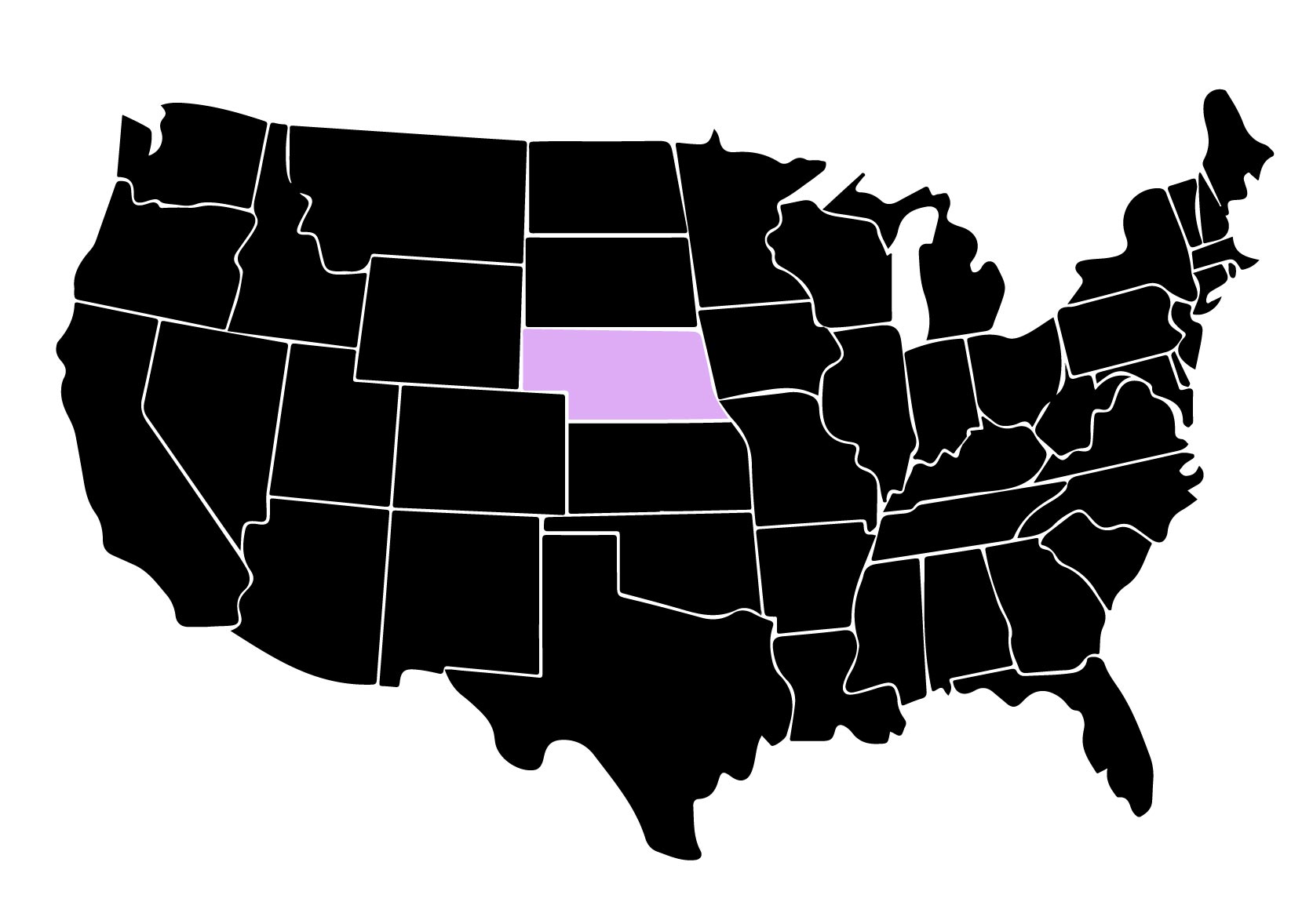 Map Showing Location of Kepler Window Tinters in Nebraska with Purple Area on the State