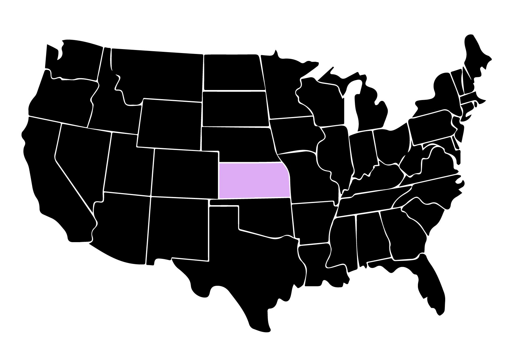 Map Showing Location of Kepler Window Tinters in Kansas with Purple Highlight on the State