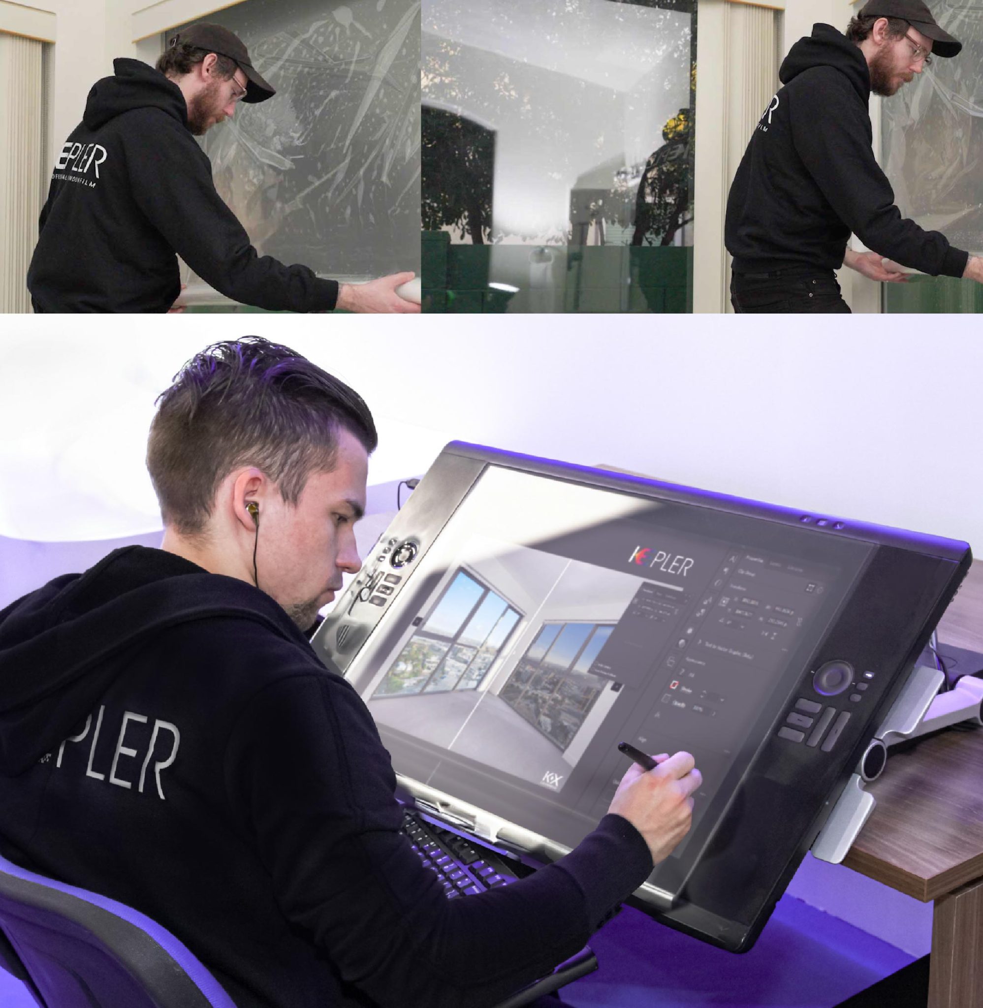 Expert Commercial Window Film Maryland Technician in Action