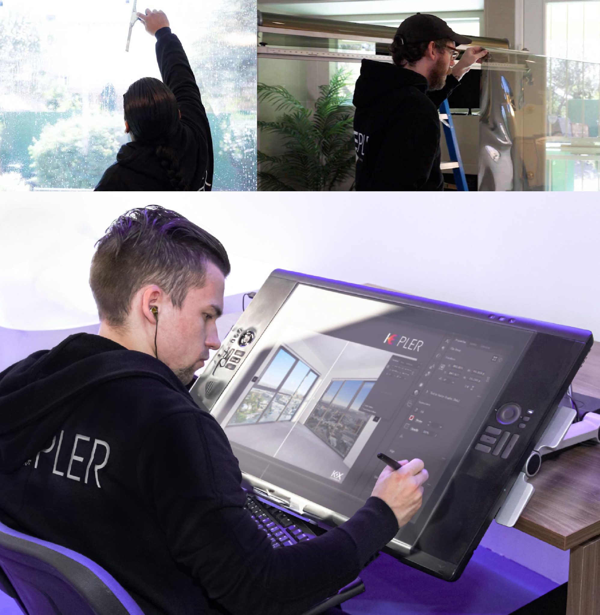 Professional Commercial Window Film Pennsylvania Technician in Action