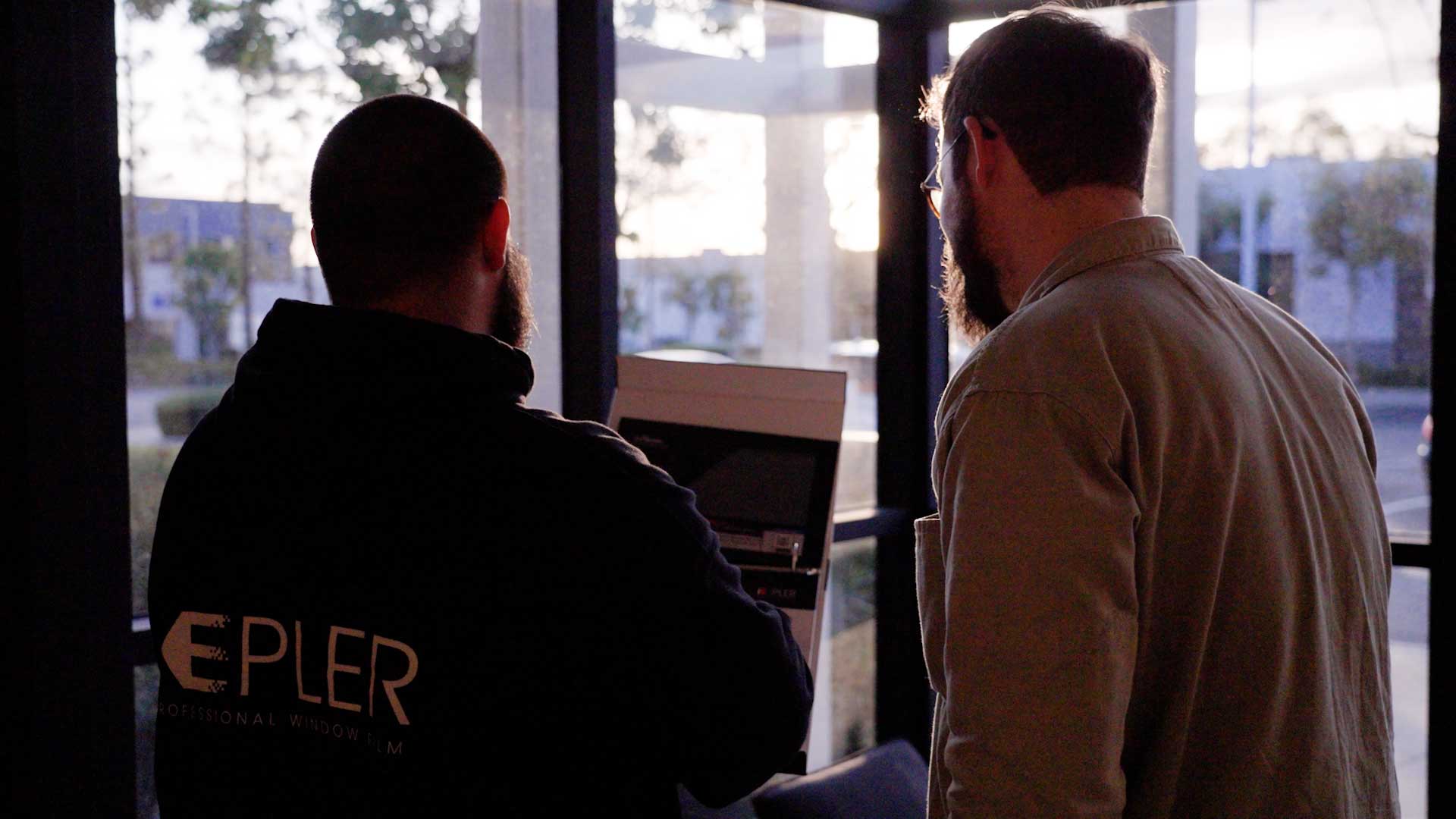 Kepler Dealer Showing Customer the Benefits of Commercial Window Film in Rhode Island