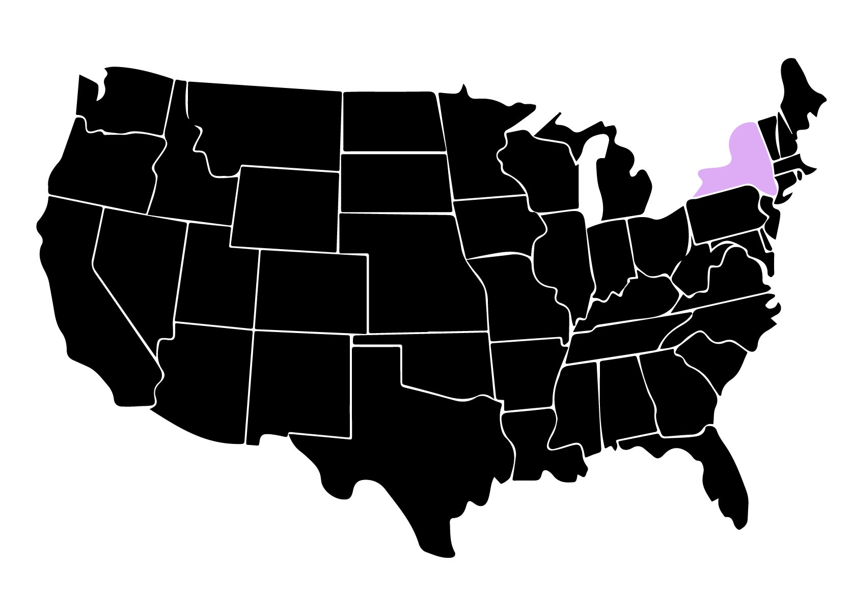 Map Showing Location of Kepler Window Tinters in Holtsville, New York with Purple Area on the State