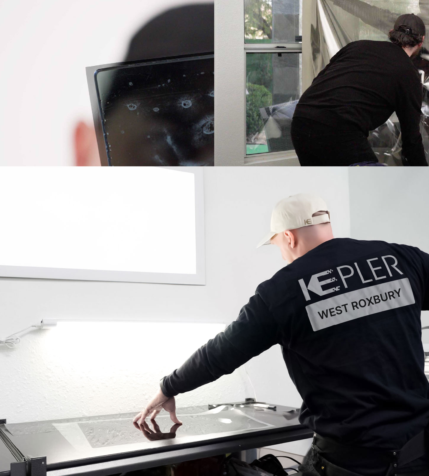 Window Tinting Specialist Cutting Film in West Roxbury, Massachusetts