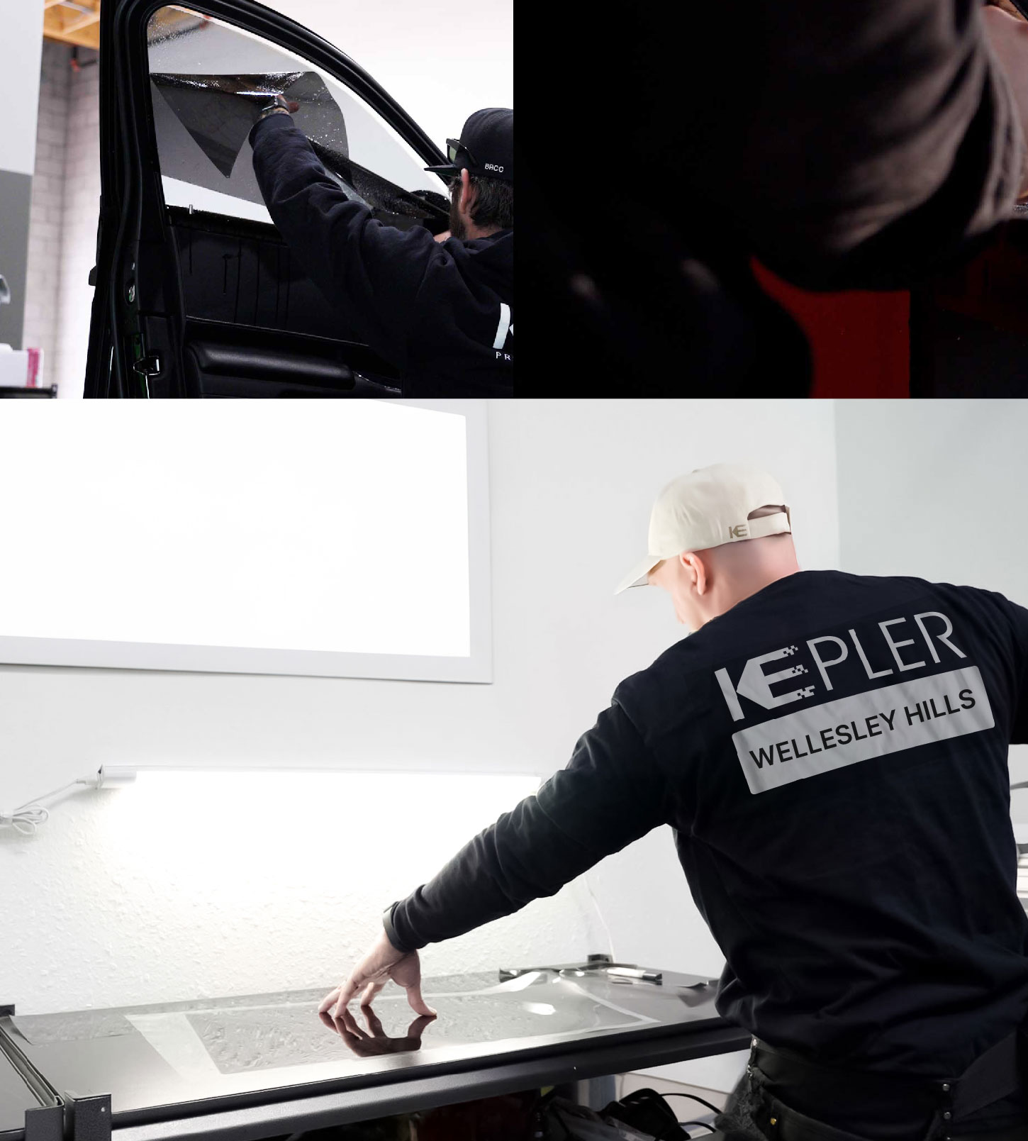Window Tinting Specialist Cutting Film in Wellesley Hills, Massachusetts