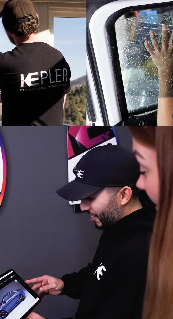 Kepler Dealer Showing Window Film Options to Customer in Mahwah, New Jersey