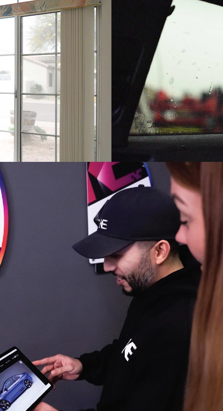 Kepler Dealer Showing Window Film Options to Customer in Salisbury, Maryland