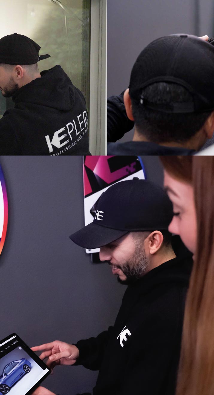 Kepler Dealer Showing Window Film Options to Customer in Lawrenceville, Georgia