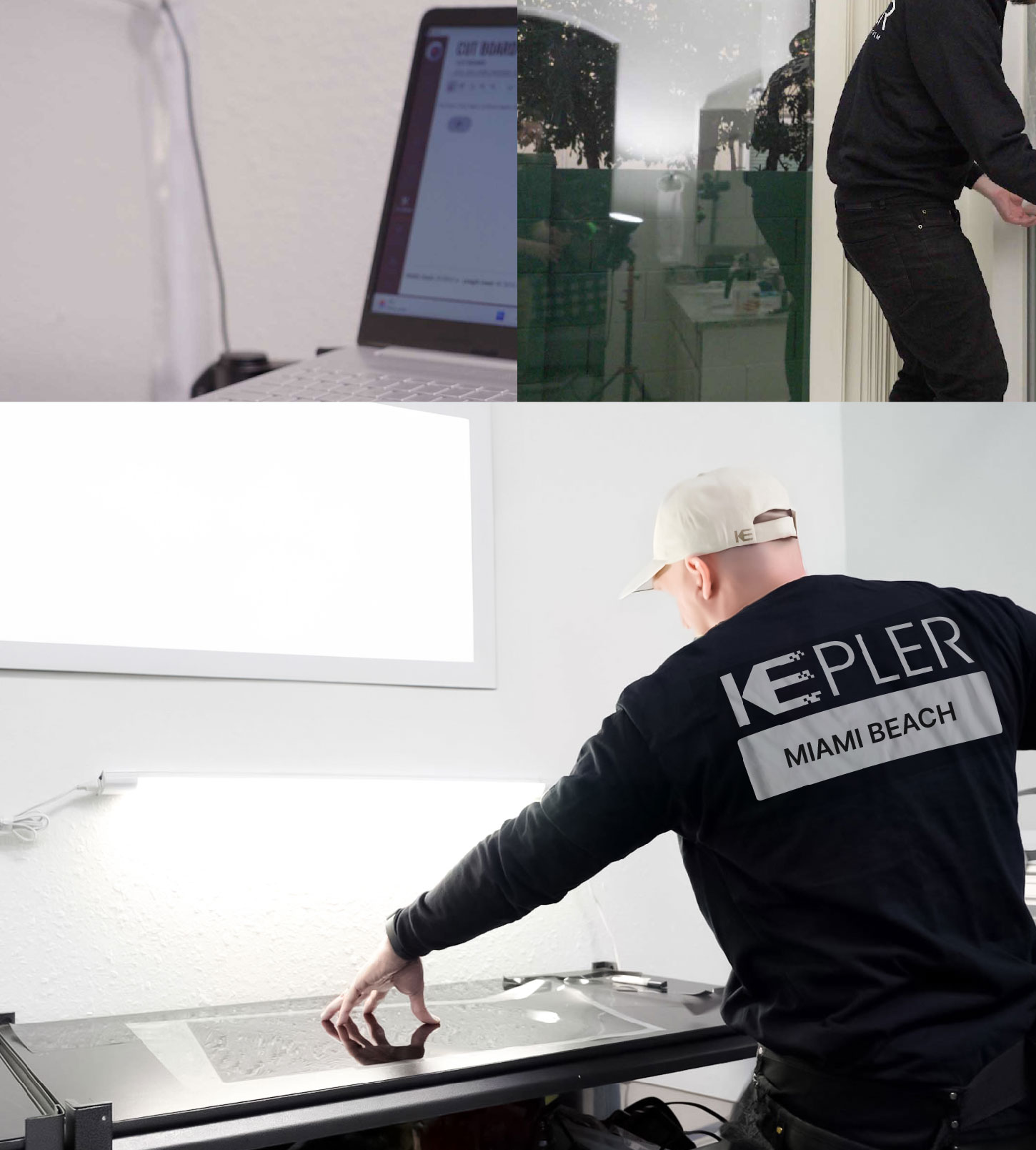 Window Tinting Specialist Cutting Film in Miami Beach, Florida