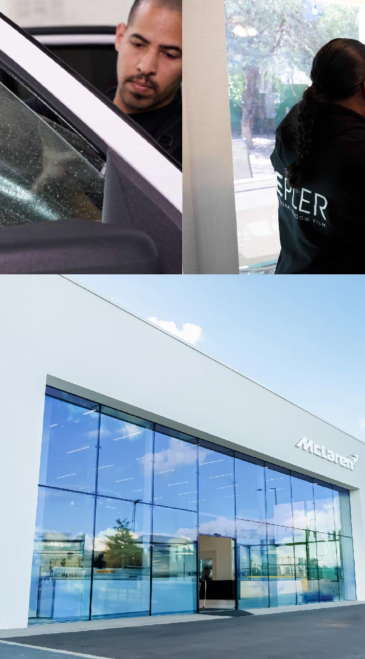 Kepler Automotive Shop Front Tinted with Window Film in Naples, Florida