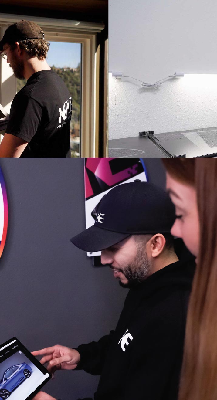 Kepler Dealer Showing Window Film Options to Customer in Clarksville, Indiana