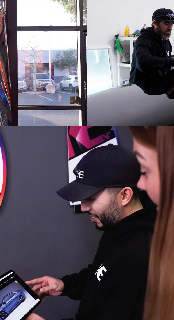 Kepler Dealer Showing Window Film Options to Customer in Washington, Michigan