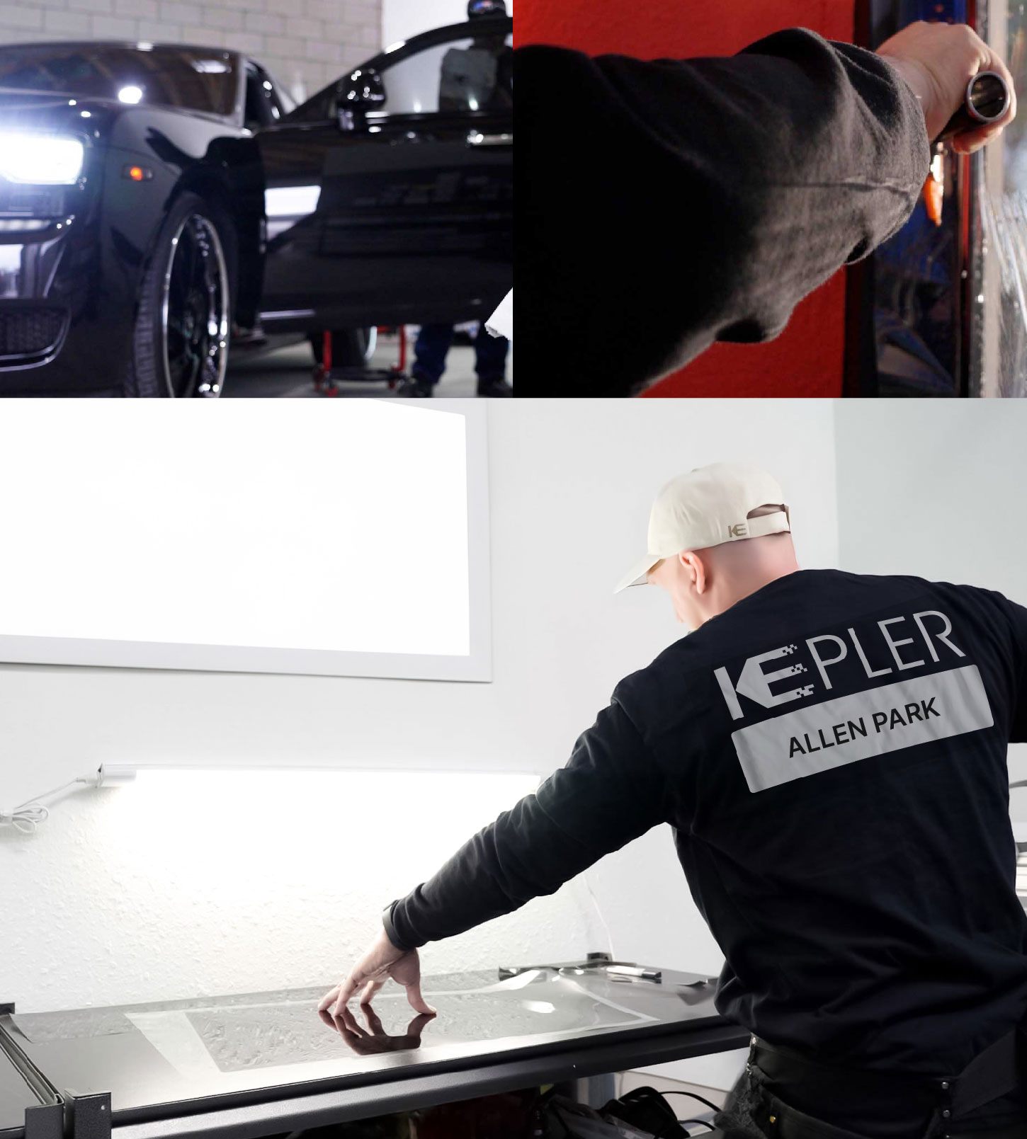 Window Tinting Specialist Cutting Film in Allen Park, Michigan