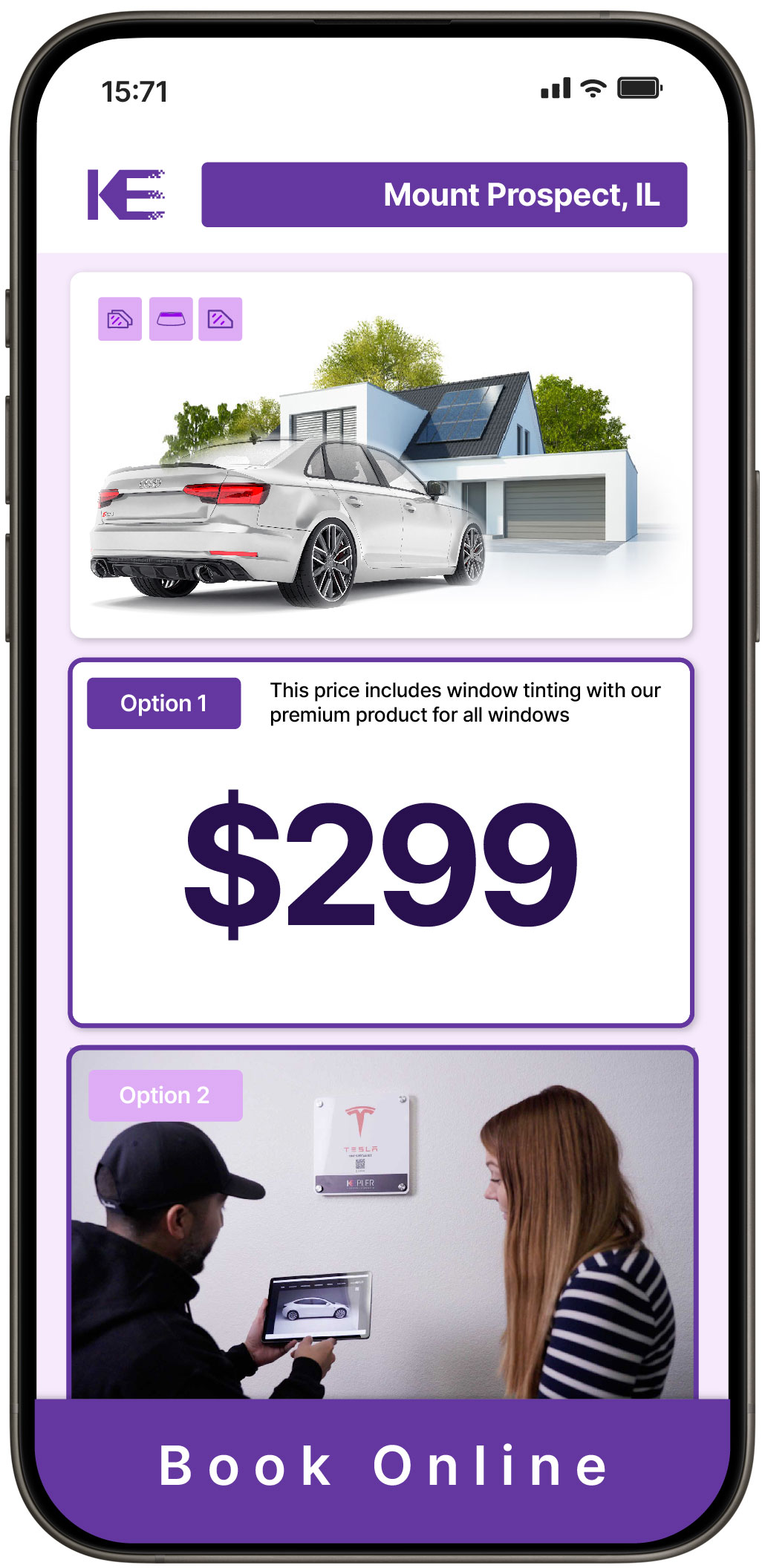 View Competitive Tesla Window Tinting Costs in Wheaton, Illinois
