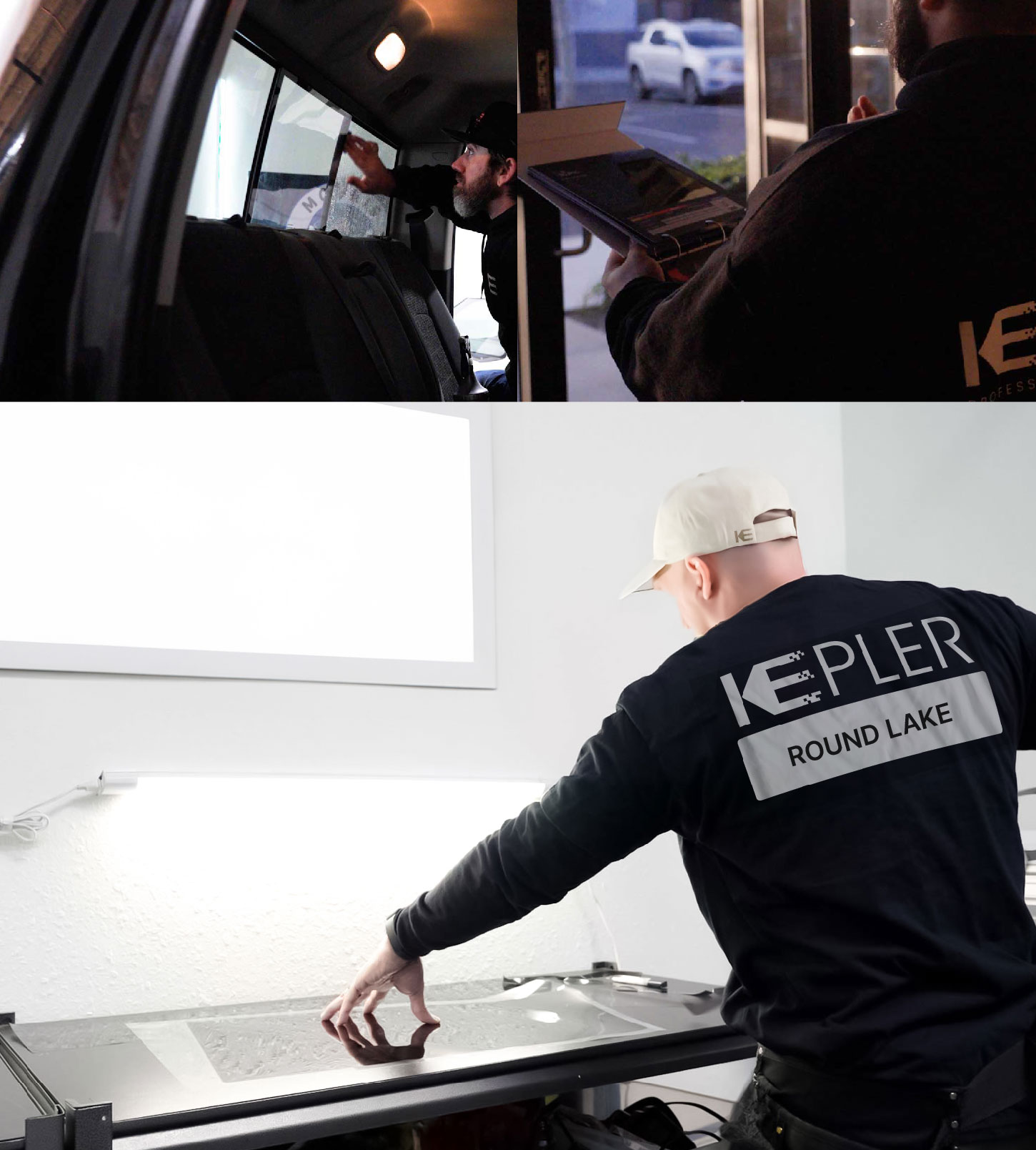 Window Tinting Specialist Cutting Film in Round Lake, Illinois