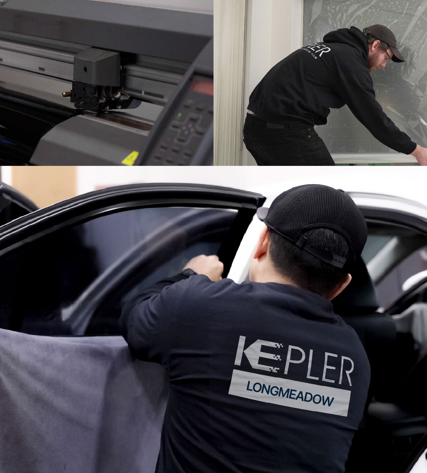 Automotive Window Tinting Expert Applying Film in Longmeadow, Massachusetts