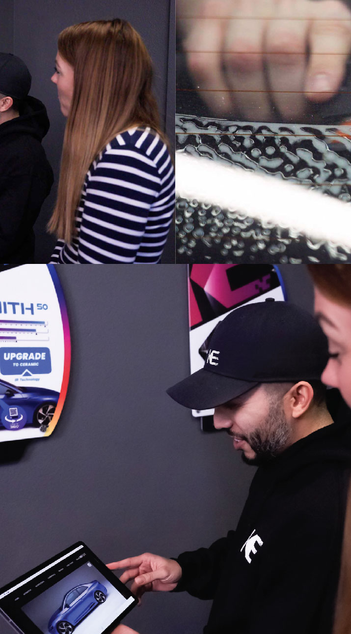 Johnston, Rhode Island Car Window Tinting Kepler Dealer Showing Car Window Film Options to Customer in Johnston, Rhode Island