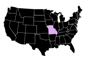 Map Showing Location of Kepler Window Tinters in Raymore, Missouri with Purple Highlight on the State
