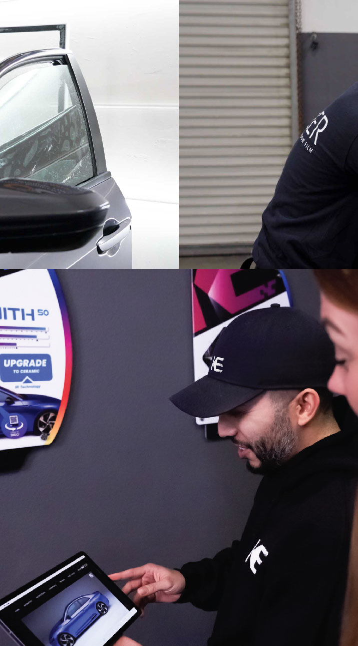 Kepler Dealer Showing Car Window Film Options to Customer in West Hartford, Connecticut