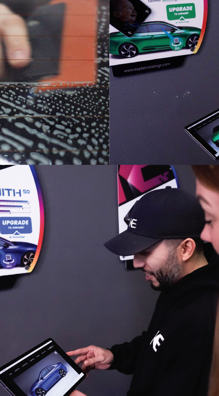 Kepler Dealer Showing Car Window Film Options to Customer in North Windham, Connecticut