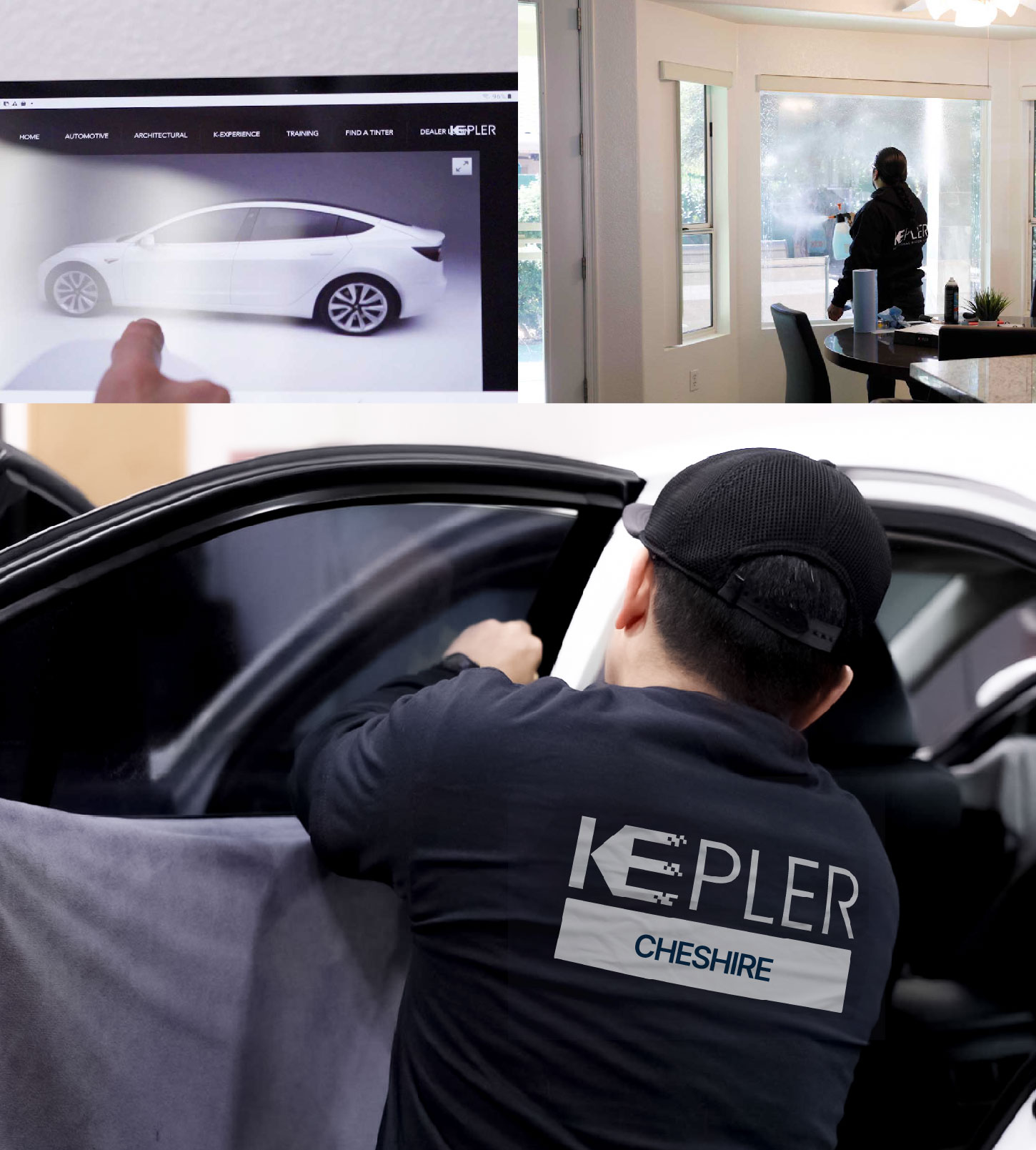 Automotive Window Tinting Expert Applying Film in Cheshire, Connecticut