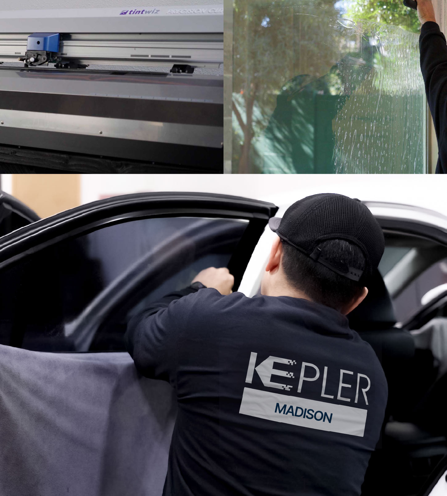Automotive Window Tinting Expert Applying Film in Madison, Connecticut