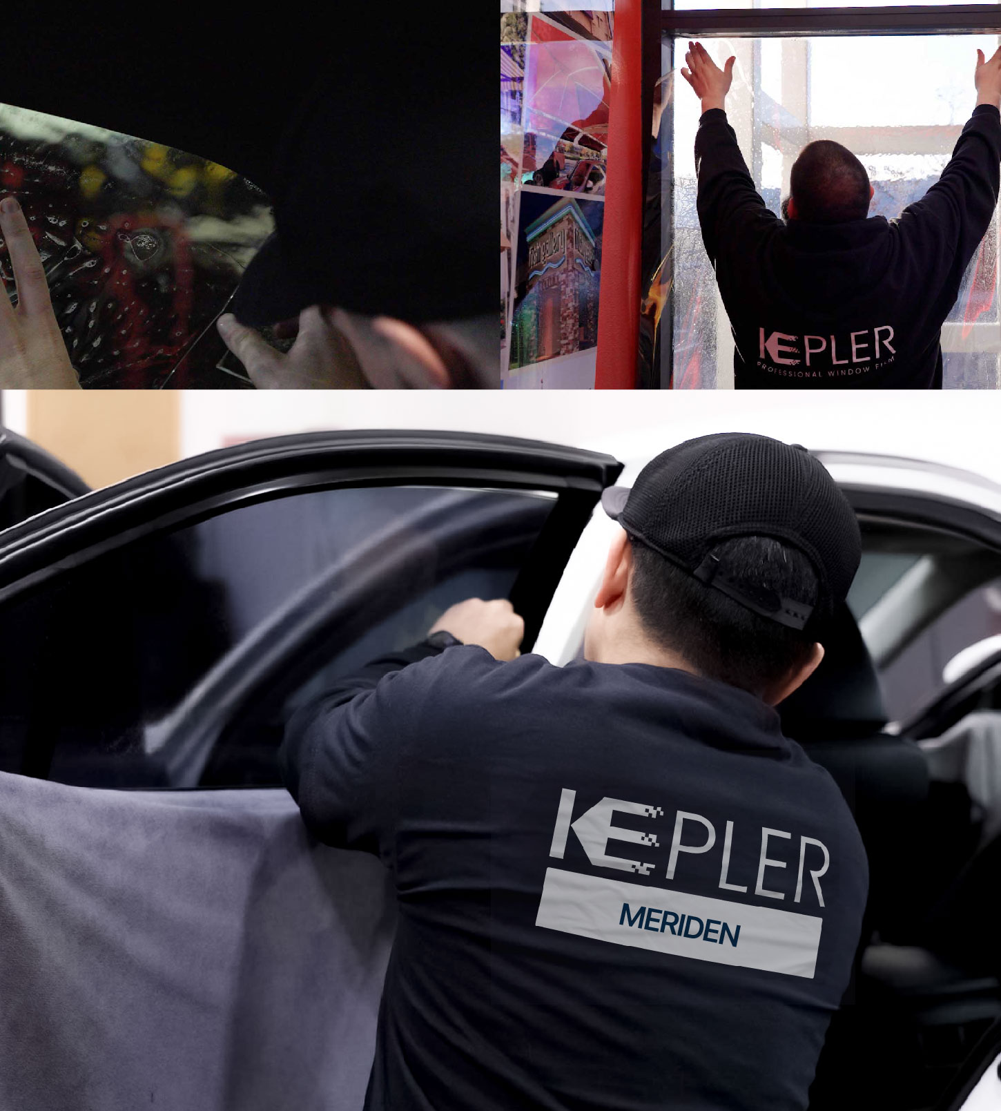 Automotive Window Tinting Expert Applying Film in Meriden, Connecticut