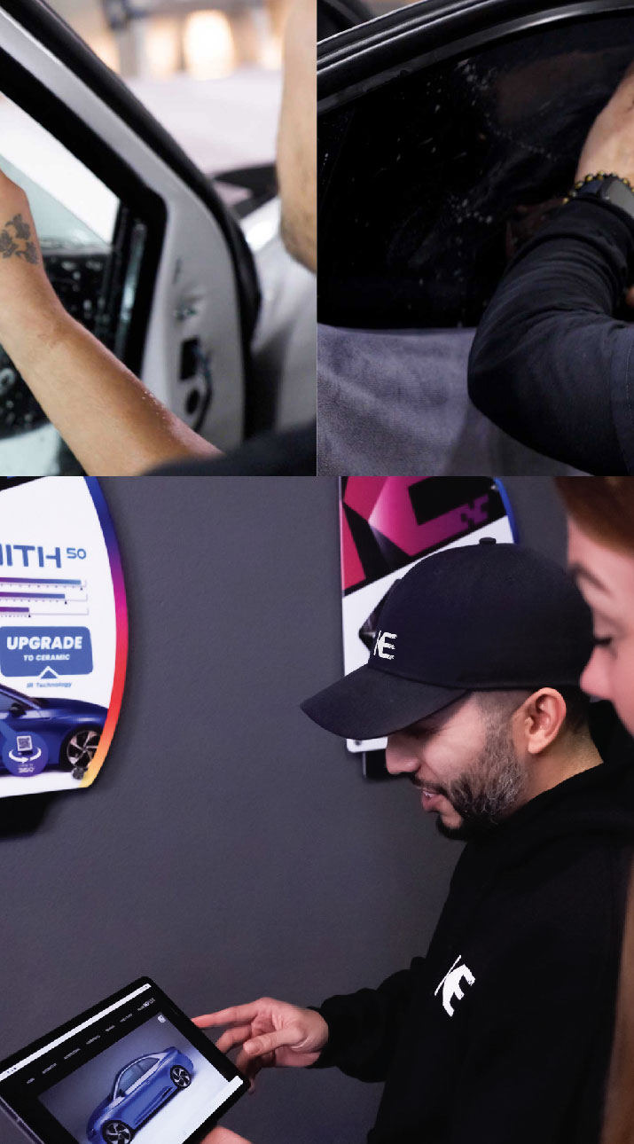 Kepler Dealer Showing Car Window Film Options to Customer in Meriden, Connecticut