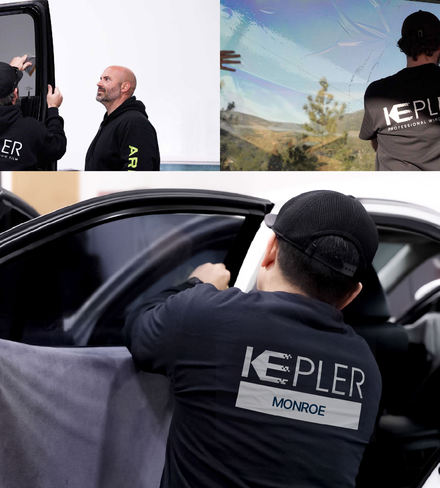 Automotive Window Tinting Expert Applying Film in Monroe, Connecticut