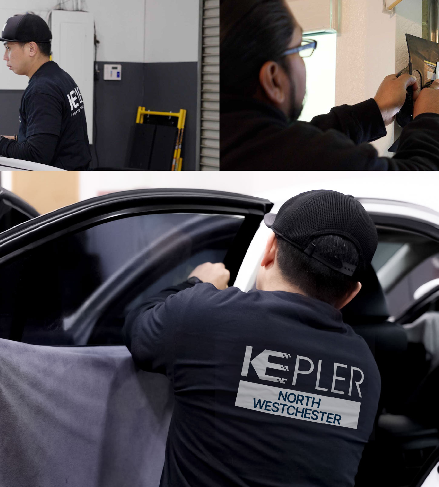 Automotive Window Tinting Expert Applying Film in North Westchester, Connecticut