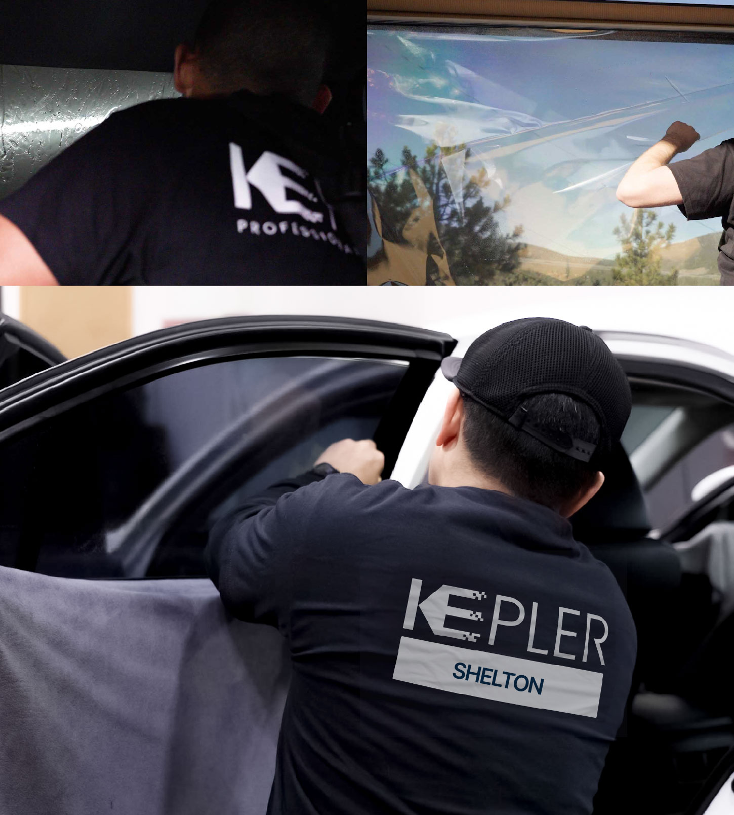 Automotive Window Tinting Expert Applying Film in Shelton, Connecticut