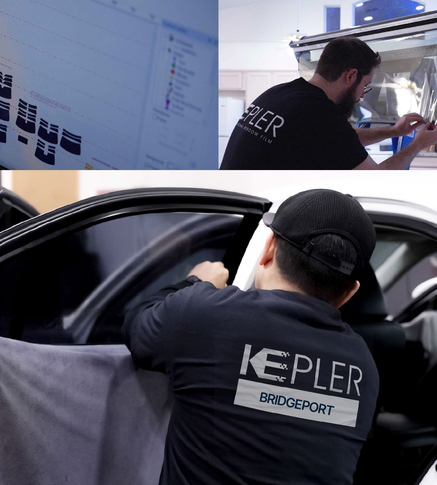 Automotive Window Tinting Expert Applying Film in Bridgeport, Connecticut