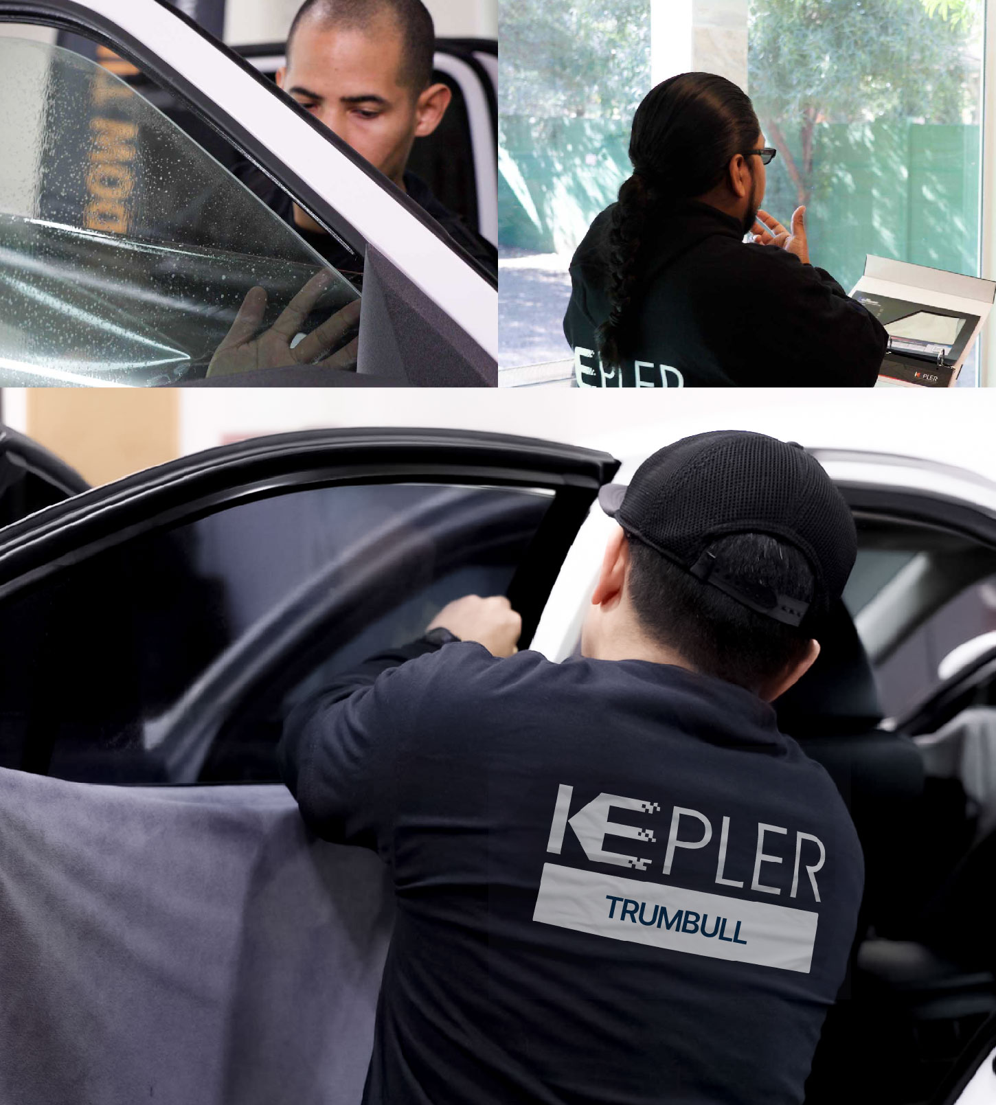 Automotive Window Tinting Expert Applying Film in Trumbull, Connecticut