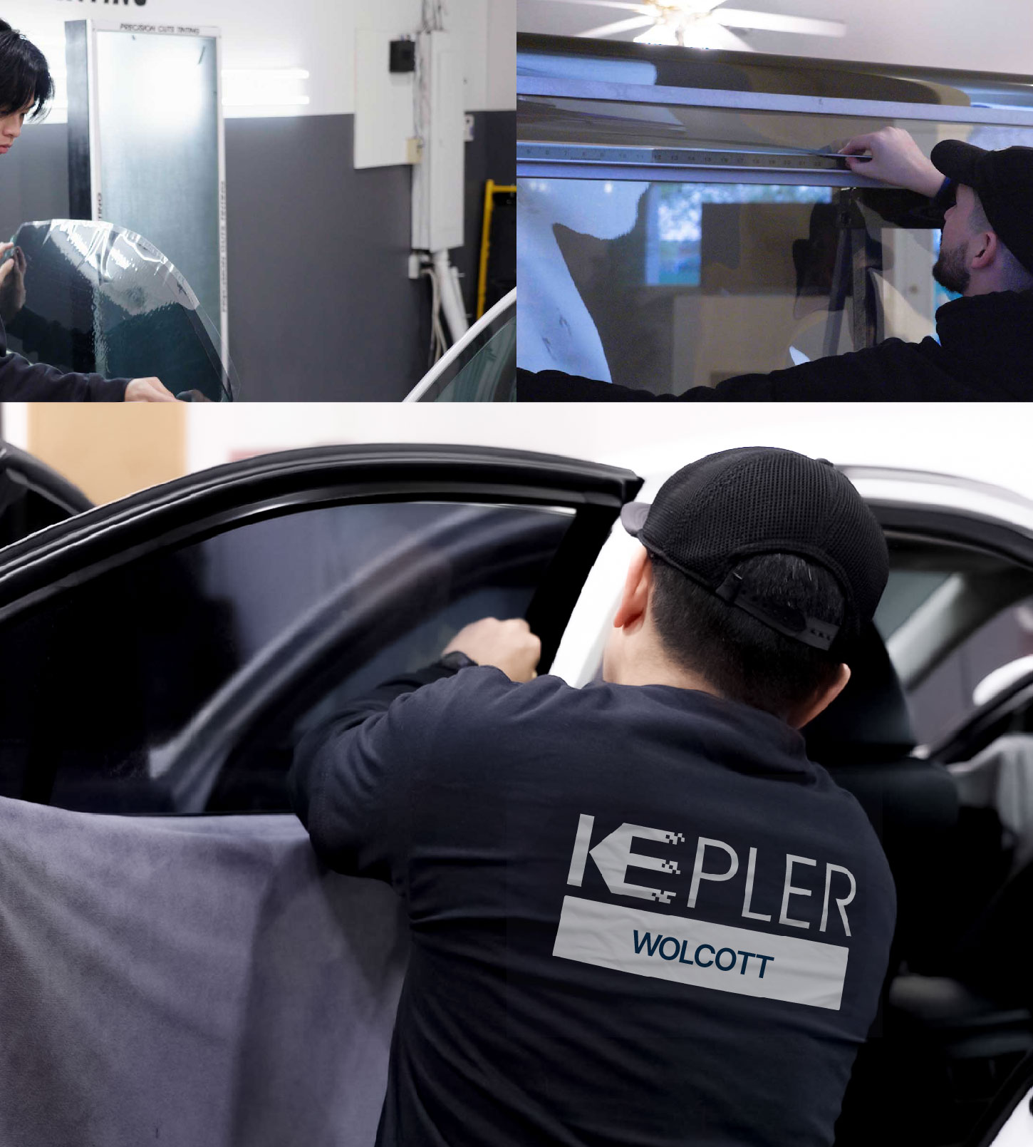 Automotive Window Tinting Expert Applying Film in Wolcott, Connecticut