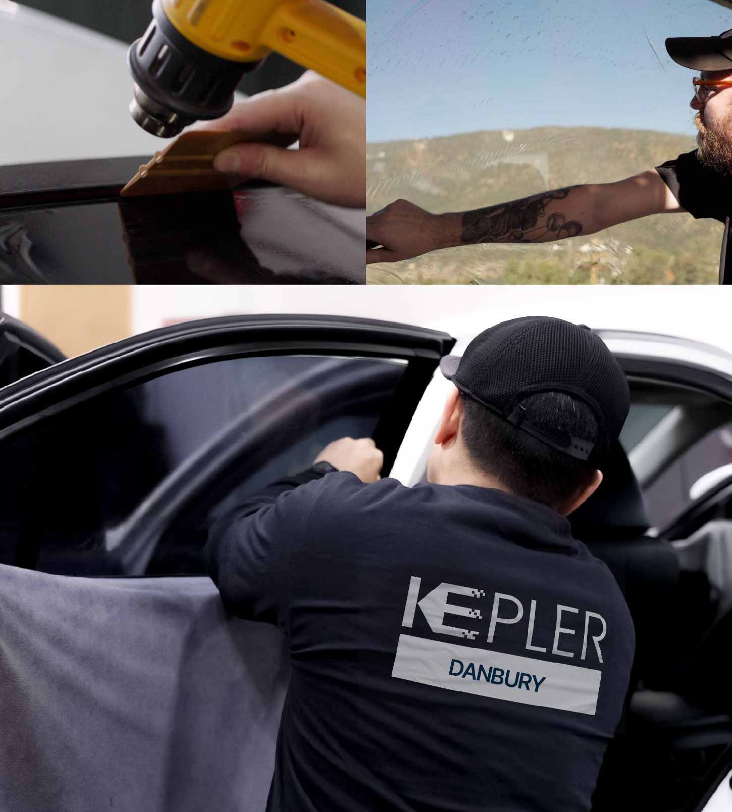 Automotive Window Tinting Expert Applying Film in Danbury, Connecticut