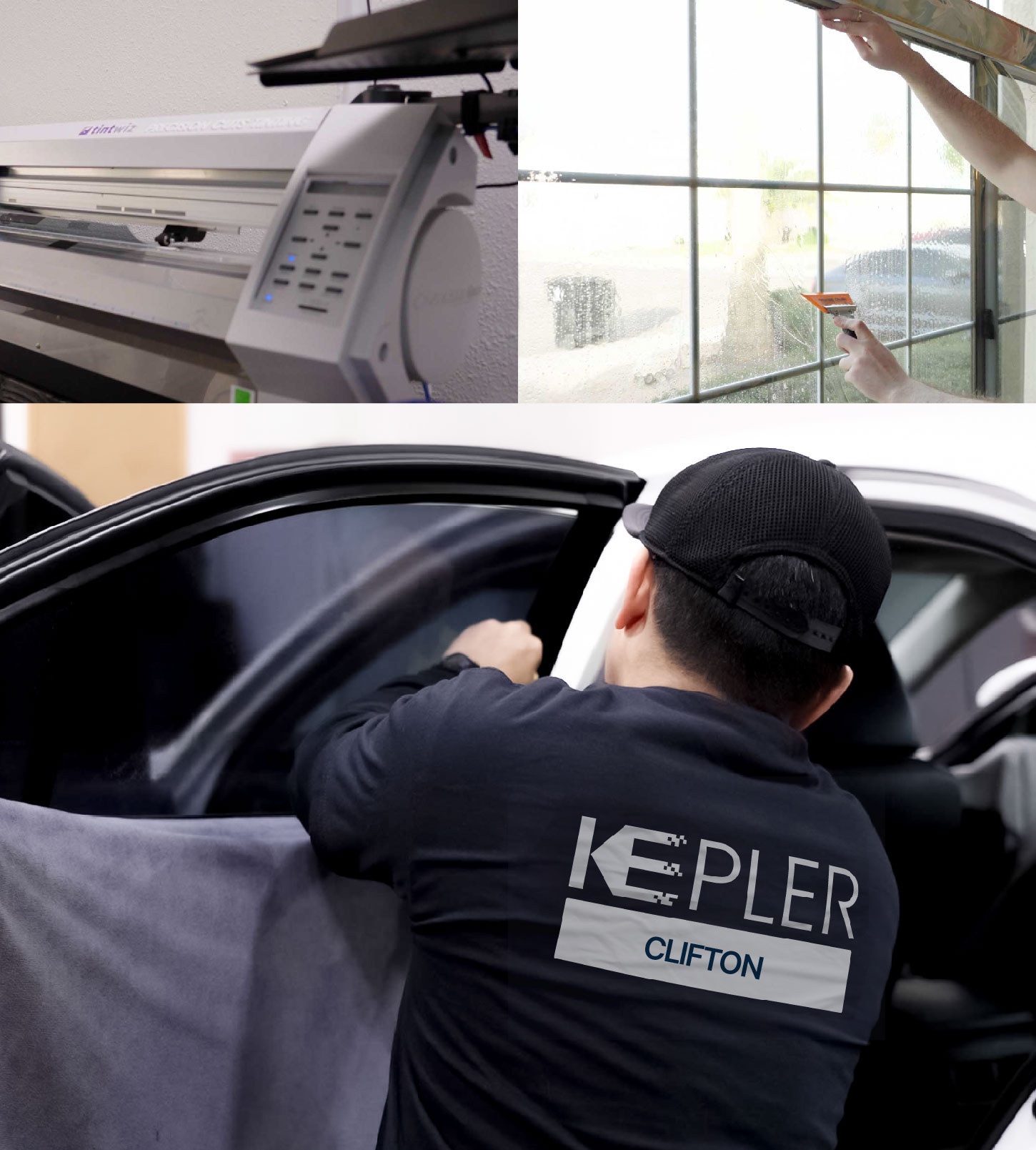 Automotive Window Tinting Expert Applying Film in Clifton, New Jersey